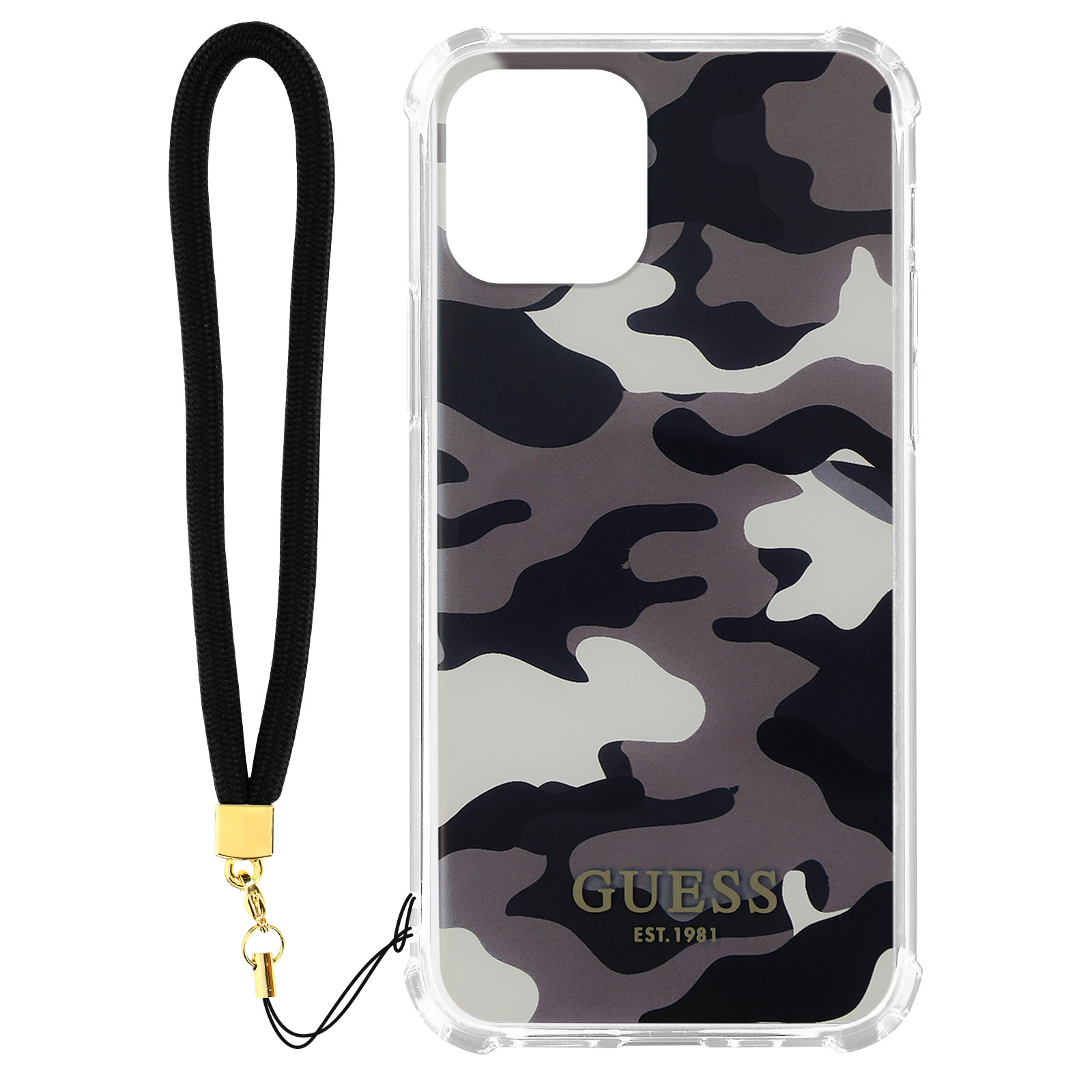 GUESS Series, Apple, Pro, 12 iPhone Backcover, Grau Camouflage