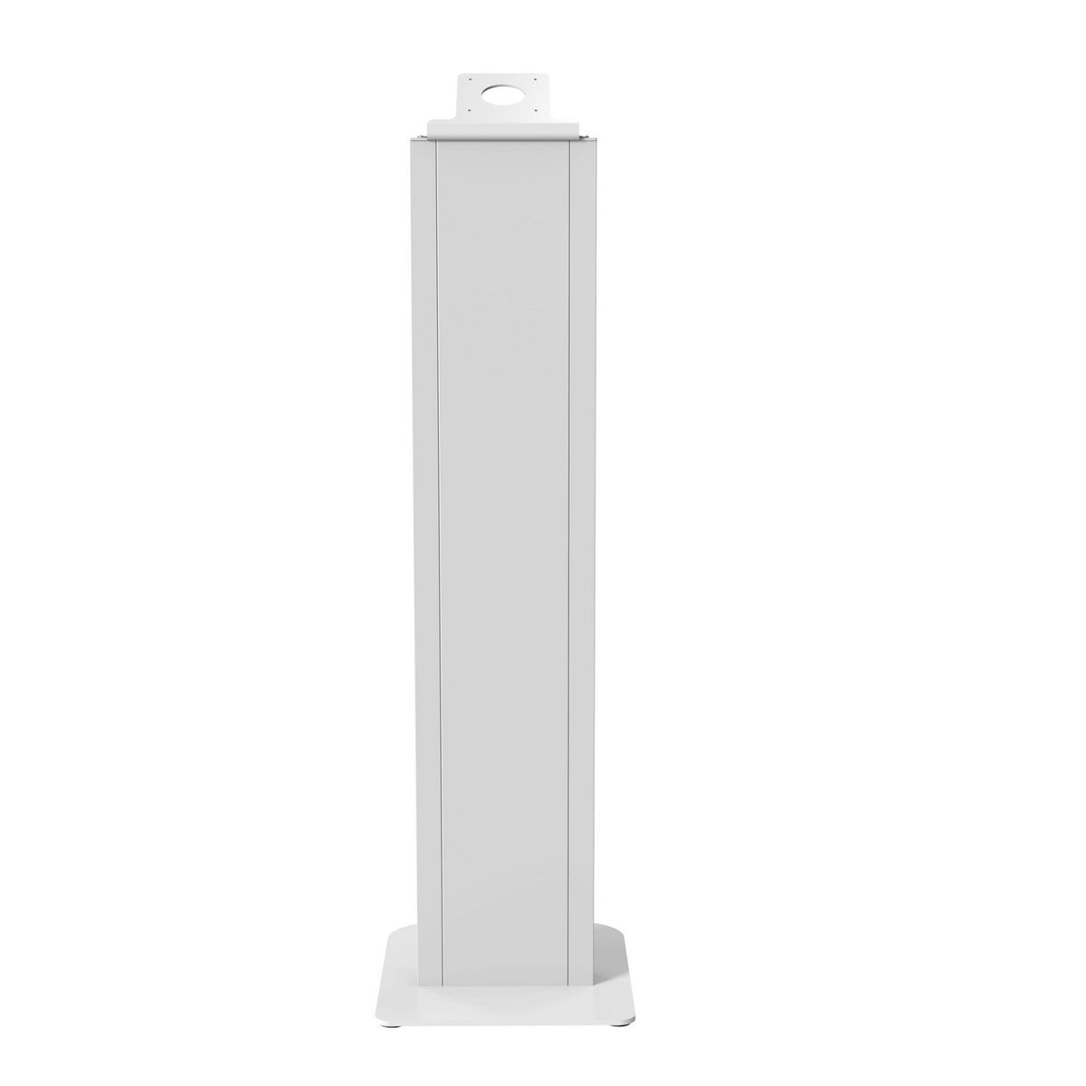 Purificatore d'aria bianco, alto e rettangolare. Lo sfondo è bianco.