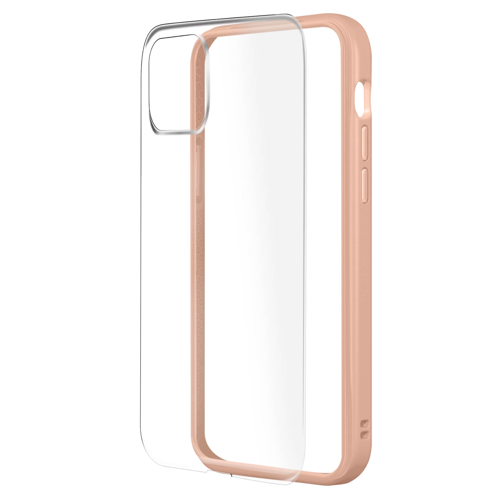 Funda transparente para teléfono con marco rosa y parte trasera transparente.