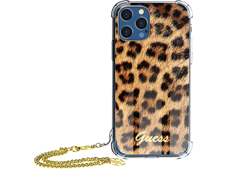 GUESS Leopard Muster Series, iPhone Apple, Orange 12 Pro Backcover, Max