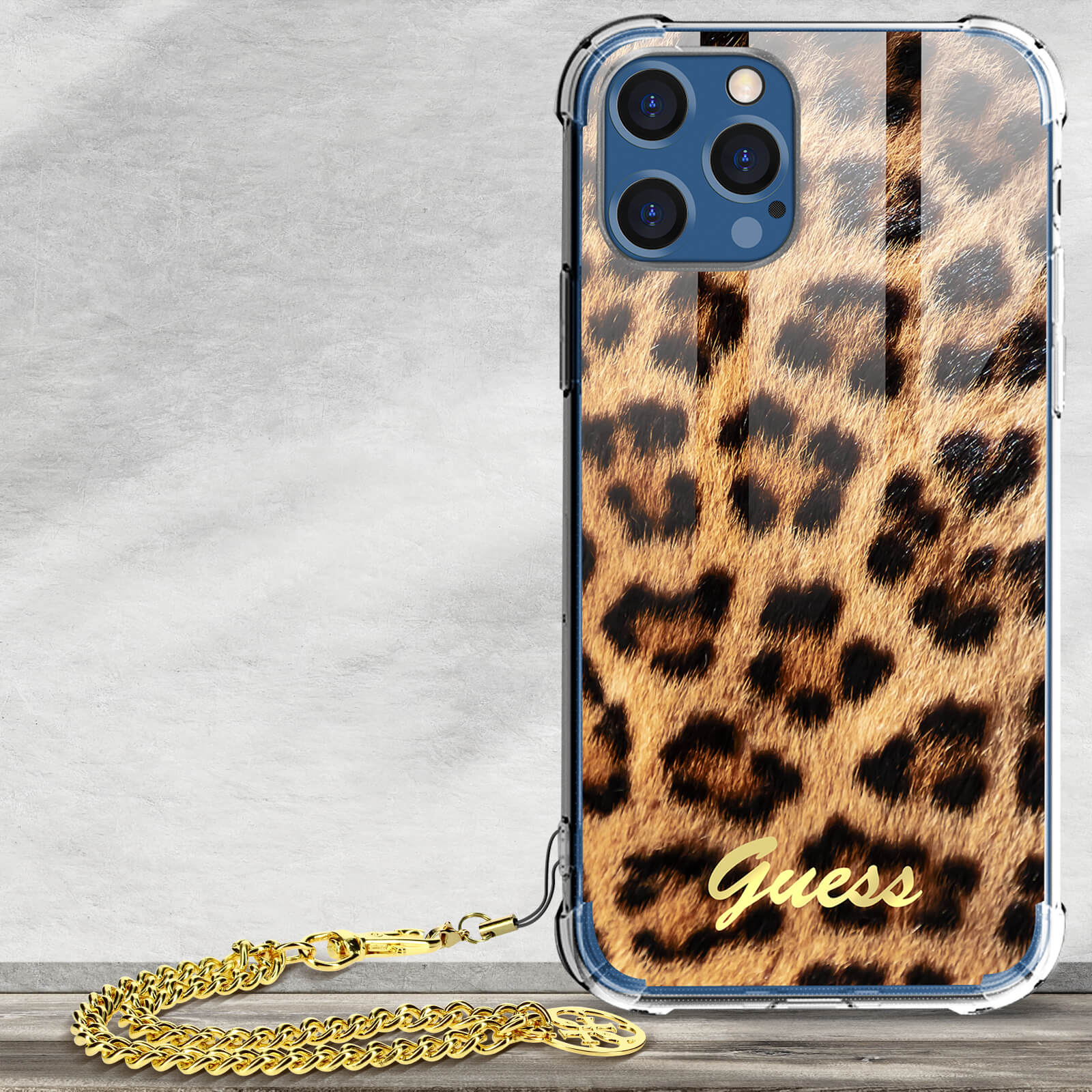 GUESS Leopard Muster Series, iPhone Apple, Orange 12 Pro Backcover, Max