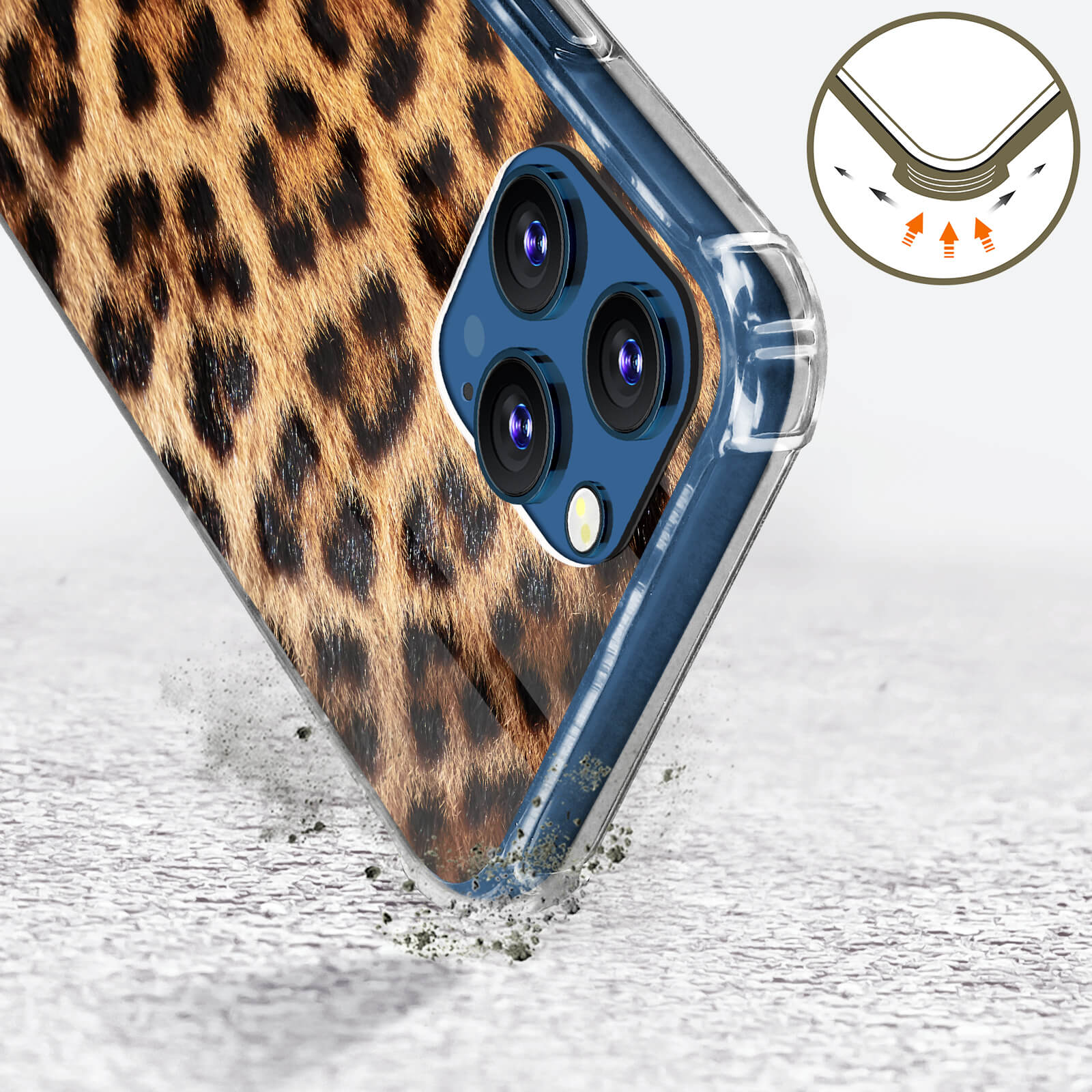GUESS Leopard Muster Series, iPhone Apple, Orange 12 Pro Backcover, Max