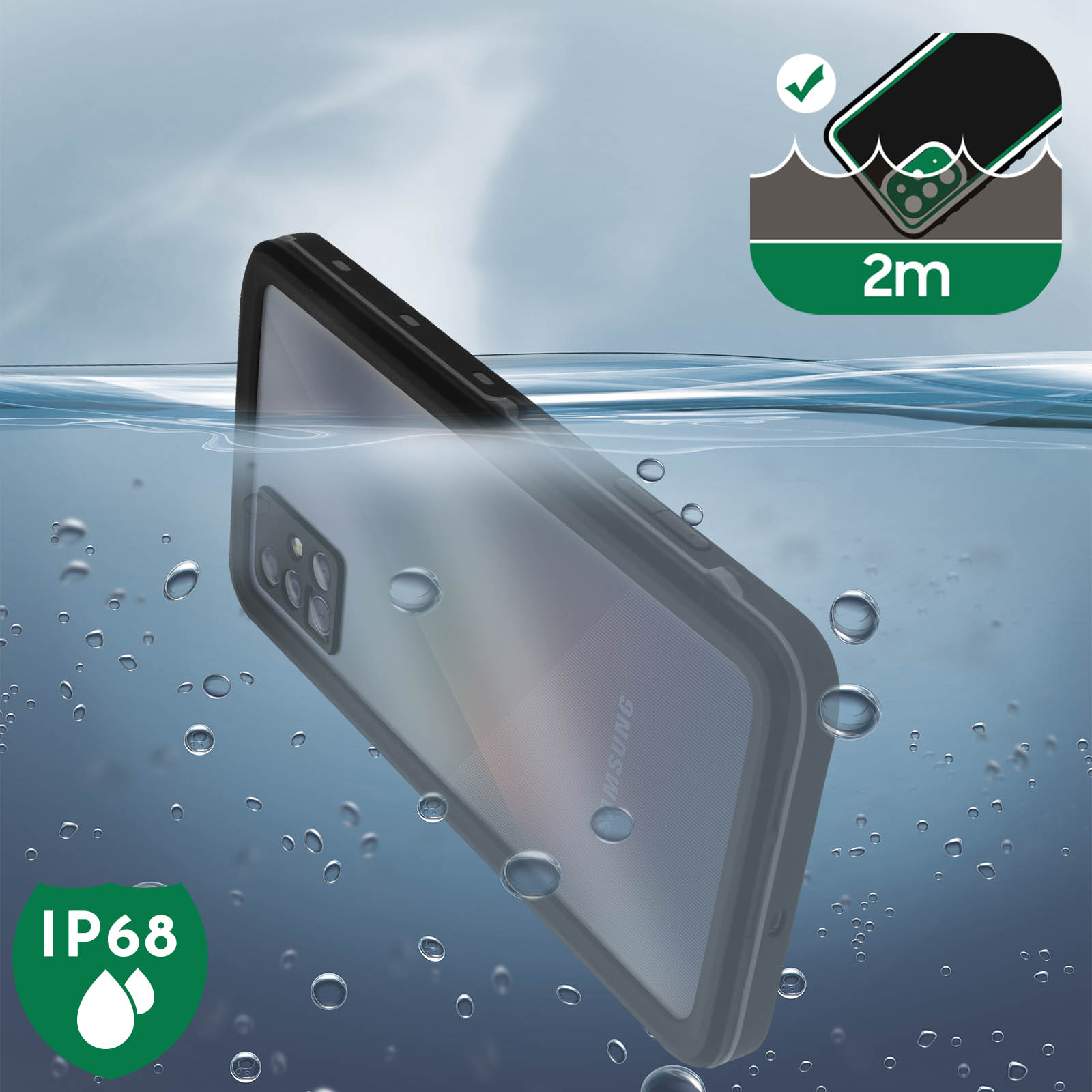 Schwarz Waterproof Series, Galaxy Samsung, REDPEPPER Backcover, A51,