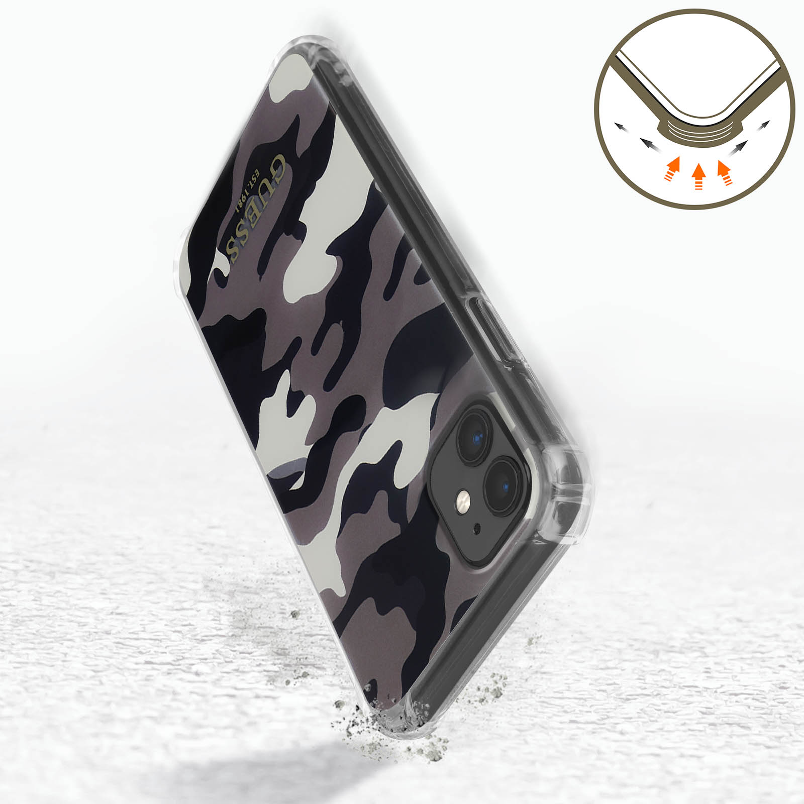 iPhone Backcover, 11, Series, GUESS Camouflage Apple, Grau