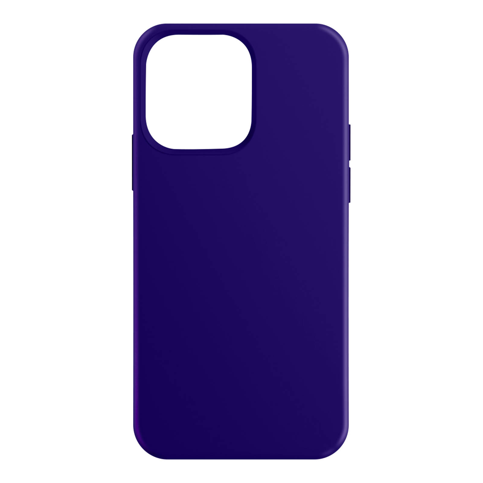 Coque de téléphone violet foncé avec découpe caméra. Surface lisse et brillante.