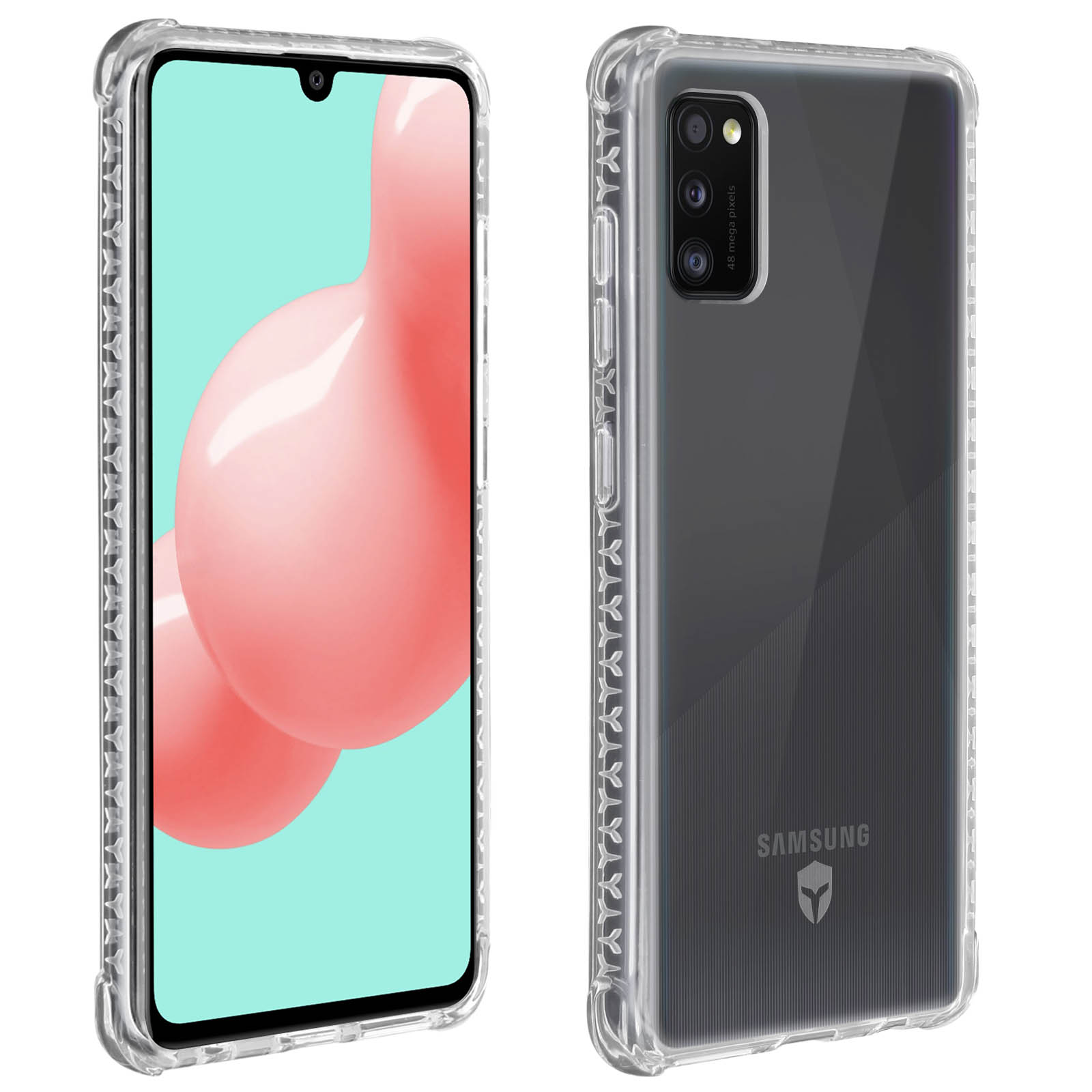 Twee telefoons, een met doorzichtige hoes die het scherm toont.