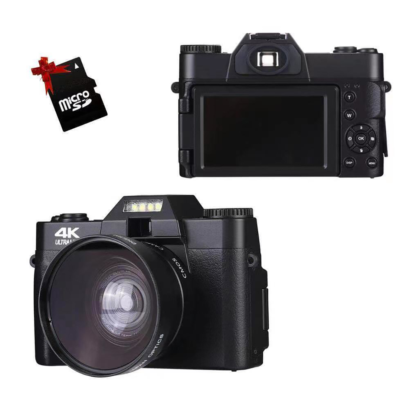 Digitalzoom Speicherkarte) 48MP Kompaktkamera opt. LINGDA 16X Ultra Zoom HD 4K 16x (64g Schwarz, Digitalkamera