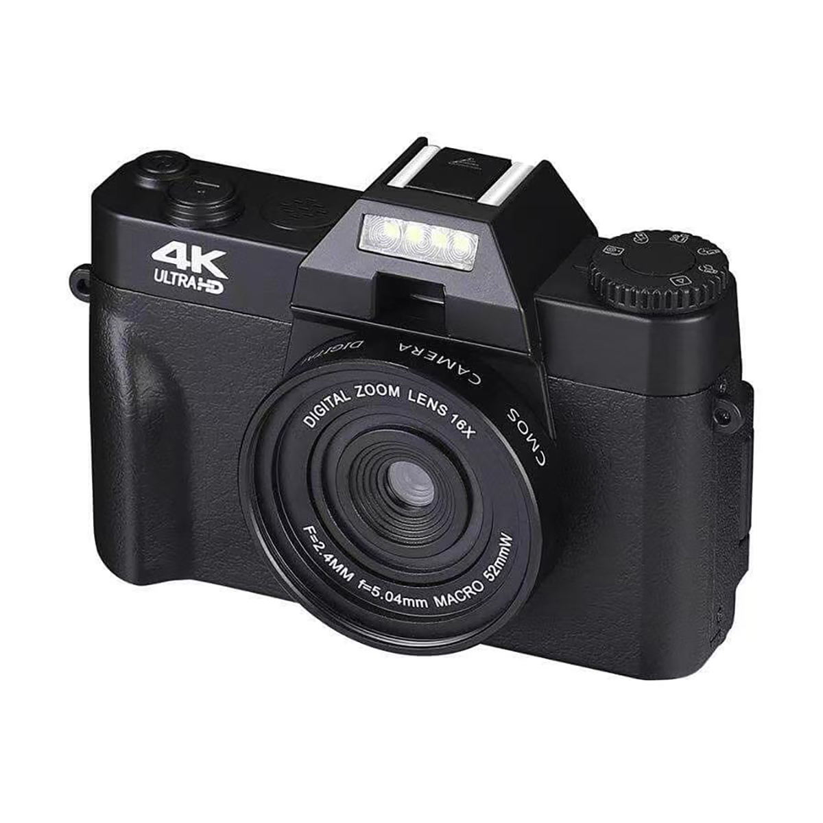 Digitalkamera Speicherkarte) Zoom 4K 16x HD LINGDA opt. Kompaktkamera Schwarz, (64g Digitalzoom Ultra 16X 48MP