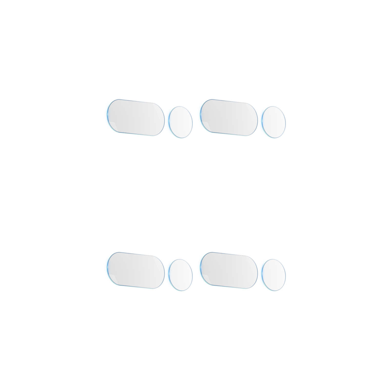 Zestaw przezroczystych osłon ekranu do telefonu z zaokrąglonymi rogami i wycięciami na aparat.