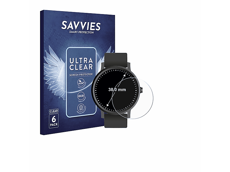SAVVIES 6x klare Schutzfolie(für Universal Kreisrunde Displays (ø: 38 mm))