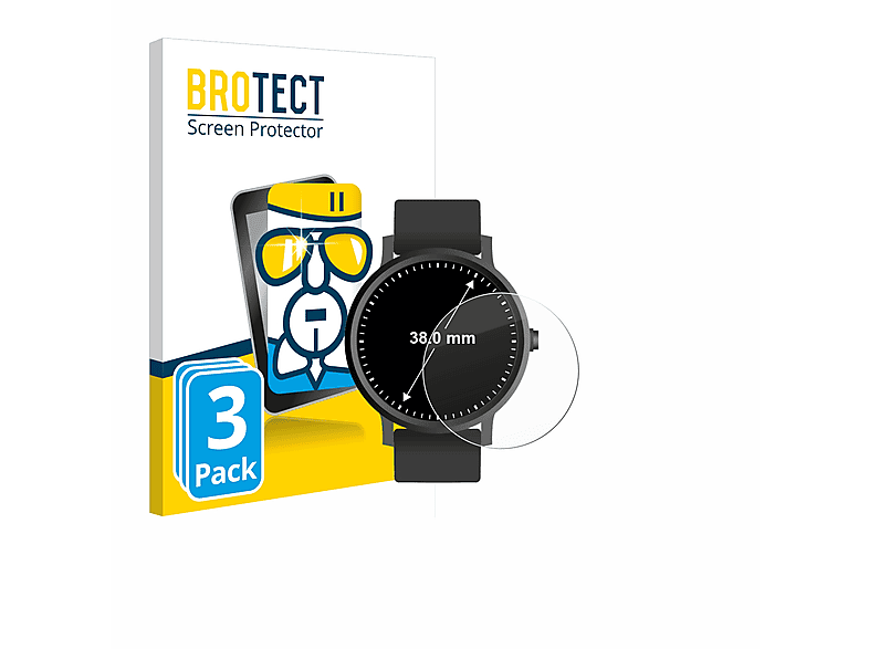 BROTECT 3x Airglass klare Schutzfolie(für Universal 38 Kreisrunde Displays (ø: mm))