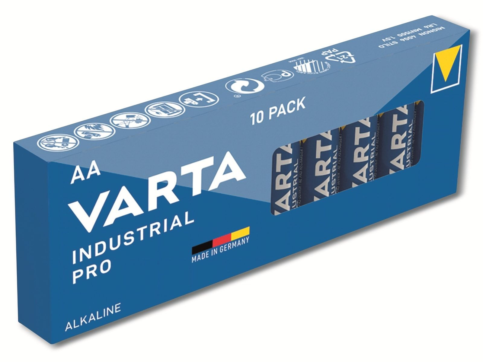 10 Batterie AA, Alkaline, Mignon, Pro, Batterie Industrial 1.5V, VARTA Stück LR06, Alkaline