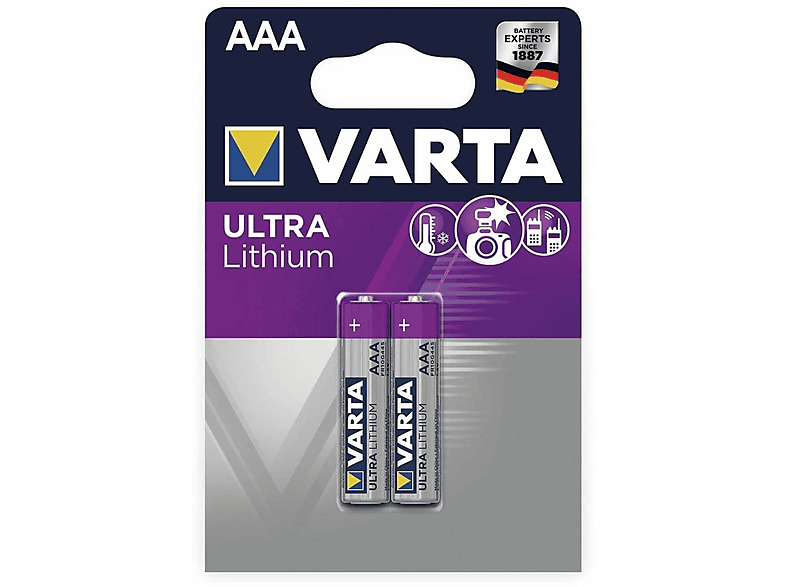 VARTA Ultra L92 Ah 1.5 Volt, AAA (2er Micro Blister) distancia Lithium Batterie, Lithium, Batterie Mando 1.1