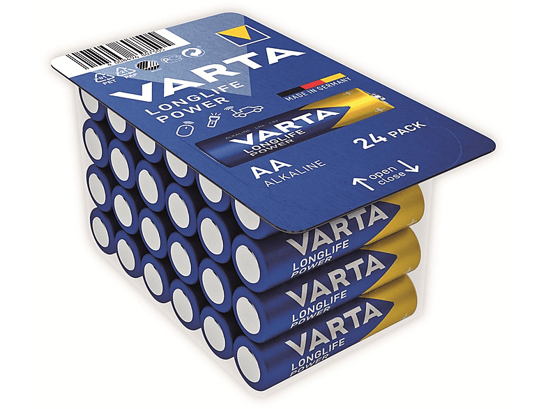 VARTA Longlife Power Mignon AA 4906 LR6 Big Box (24er) AlMn Batterie, AlMn, 1.5 Volt, 2.96 Ah | Batterien