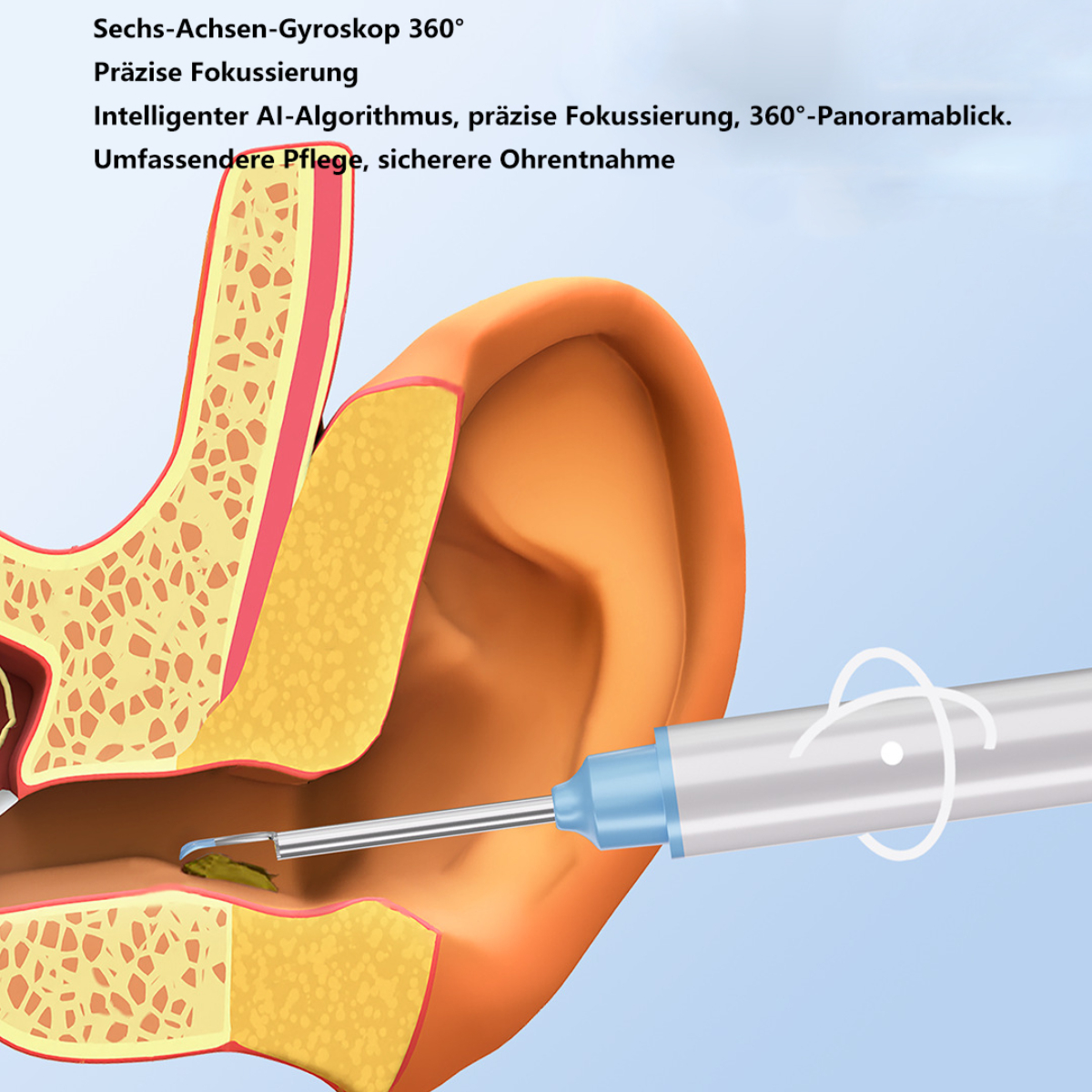 BYTELIKE Version Endoscope wifi Ear Harvesting Ohrlöffel Magnetic Ear HD Scoop Cleaner Ear schwarz Visible