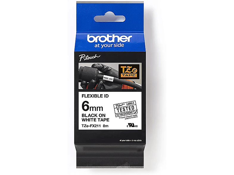 Farbband P-Touch (TZE-FX211) Nicht Brother BROTHER auf weiß Schriftband Original verfügbar schwarz