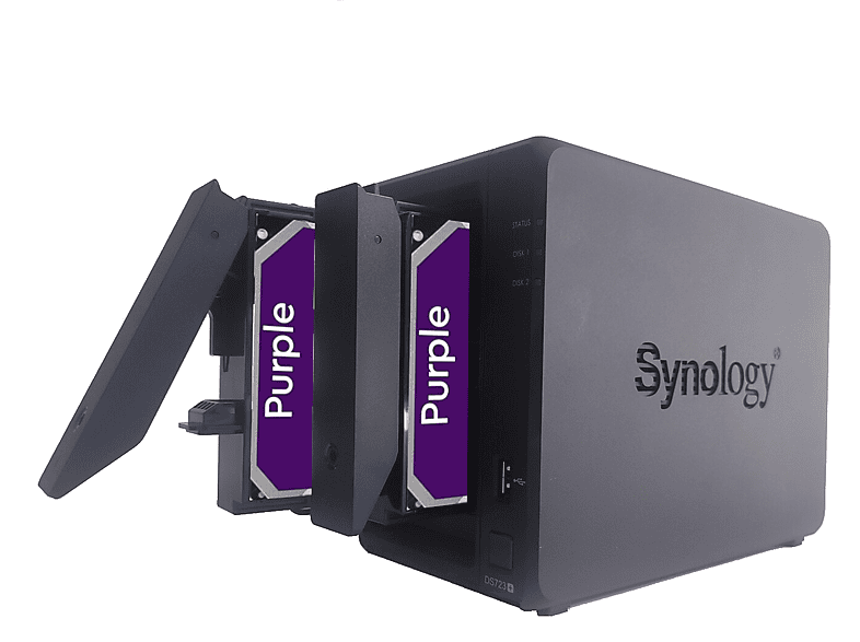 SYNOLOGY DS723+(6G SYN original) total 16TB mit 2x Festplatte WD 8TB Purple, 6GB DDR4 ECC 16 TB 3,5 Zoll intern