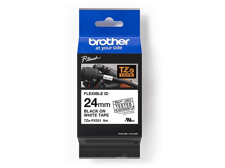  BROTHER  Brother TZe FX251 - Flexitape - Schwarz auf Weiß - Rolle (2,4 cm) - 1 Rolle(n) - für P-Touch Schriftband Nicht verfügbar