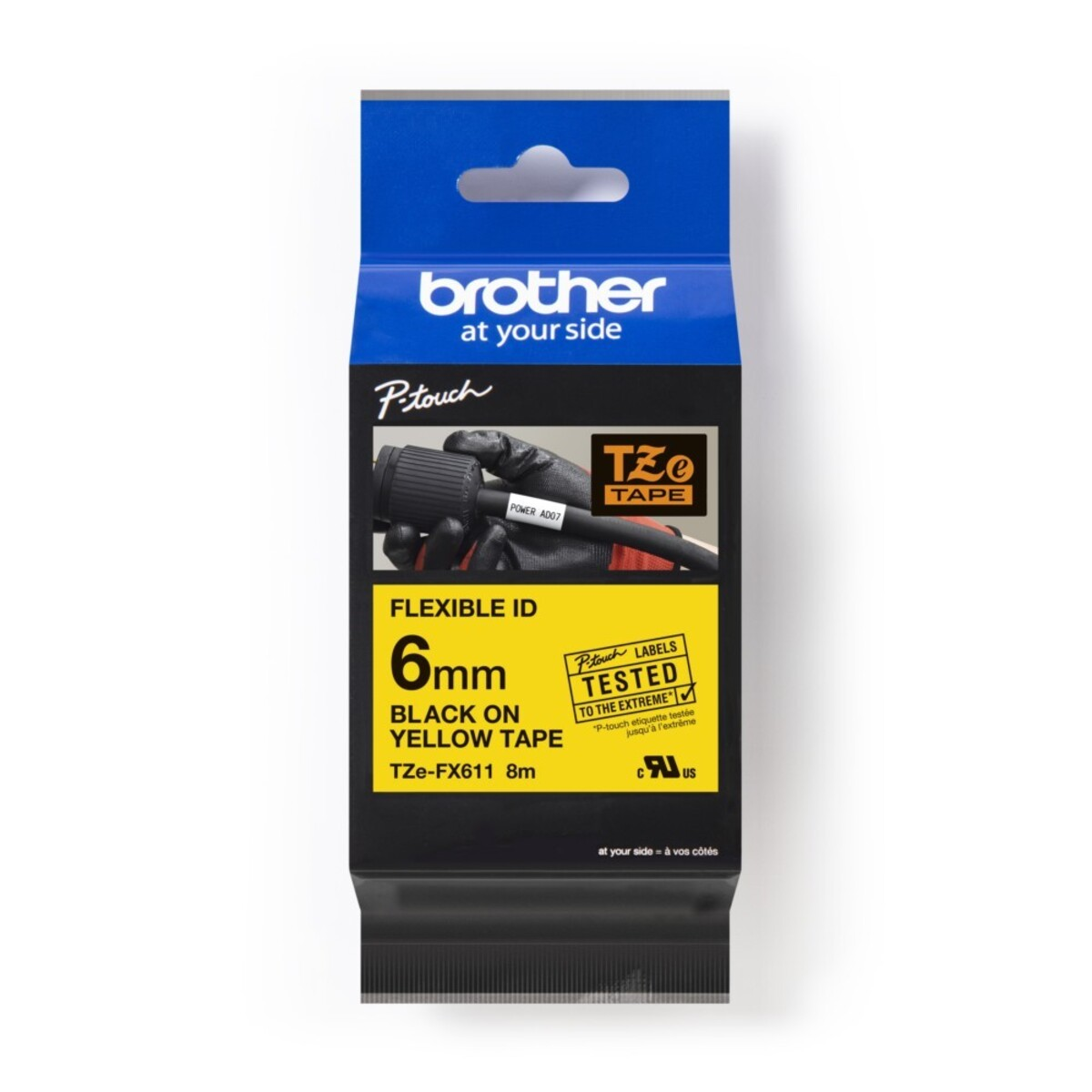 BROTHER Brother TZe FX611 - (0,6 verfügbar cm P-Touch Nicht Schwarz Rolle(n) Rolle 8 Schriftband für x - - - Flexitape Gelb auf - 1 m)