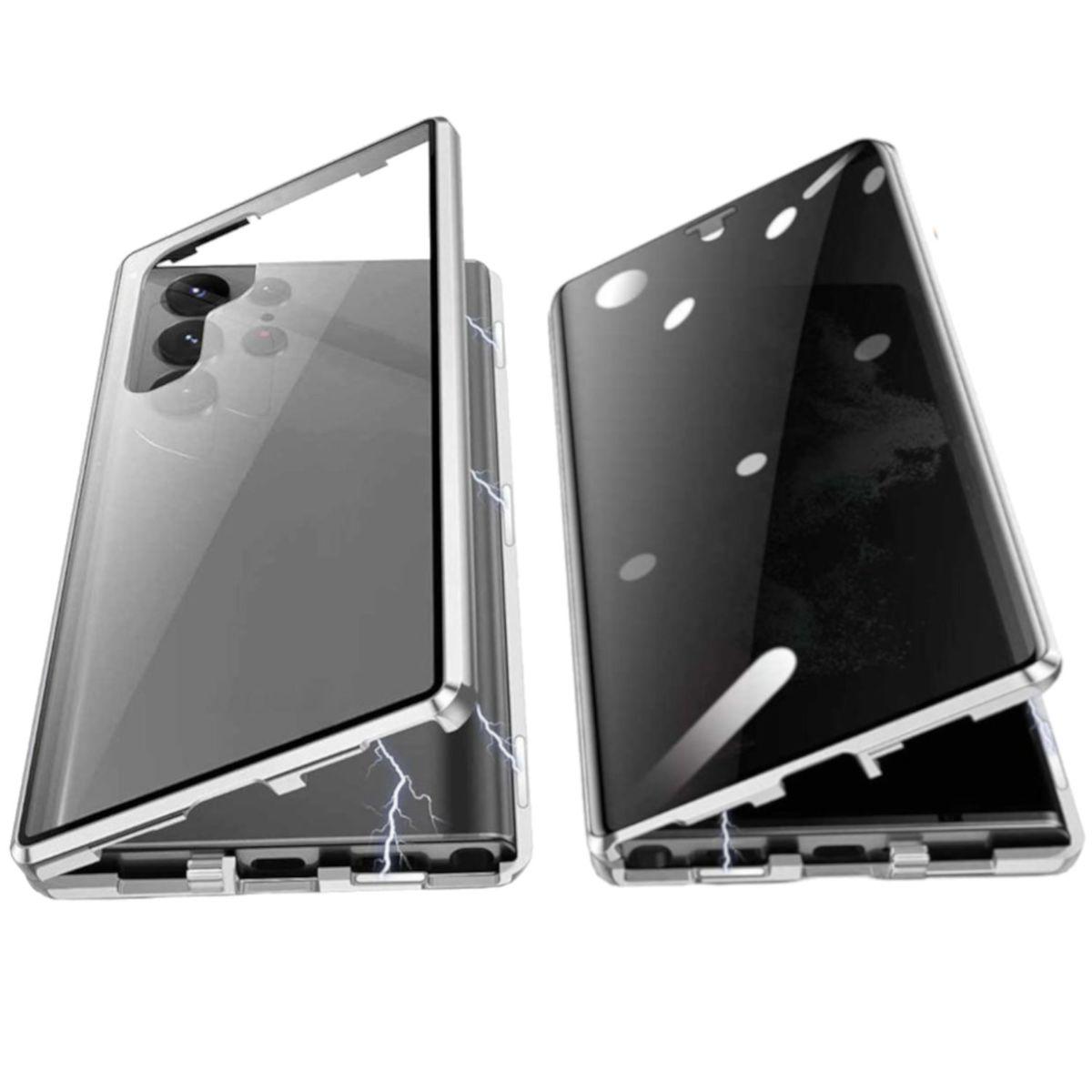WIGENTO 360 Glas Grad 5G, Galaxy Cover, Ultra Full Magnet PRIVACY Samsung, Schutz, S23 Silber
