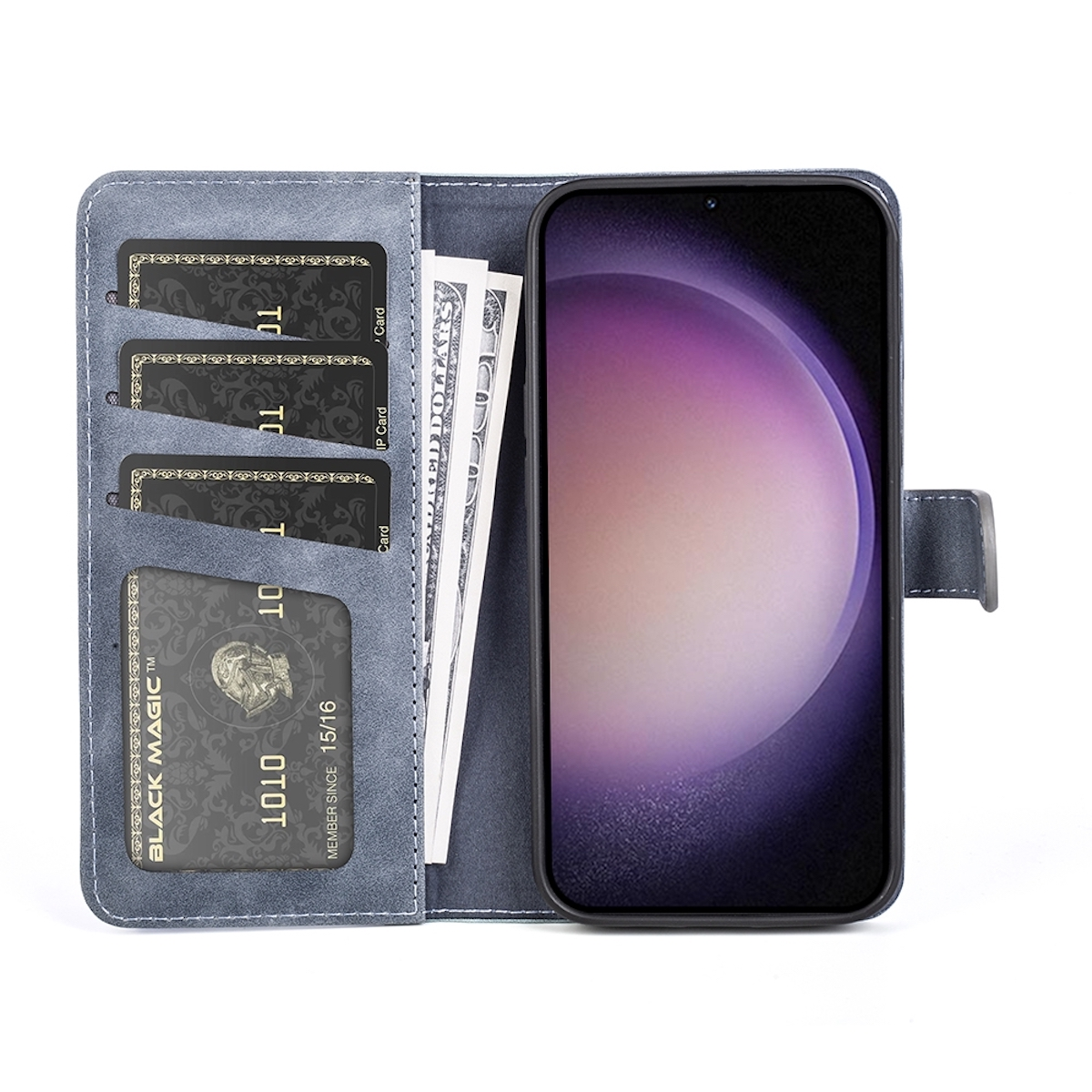 Blau 5G, Kreditkarten Etuis WIGENTO Case Book Galaxy Fach, Samsung, S23 Bookcover, FE