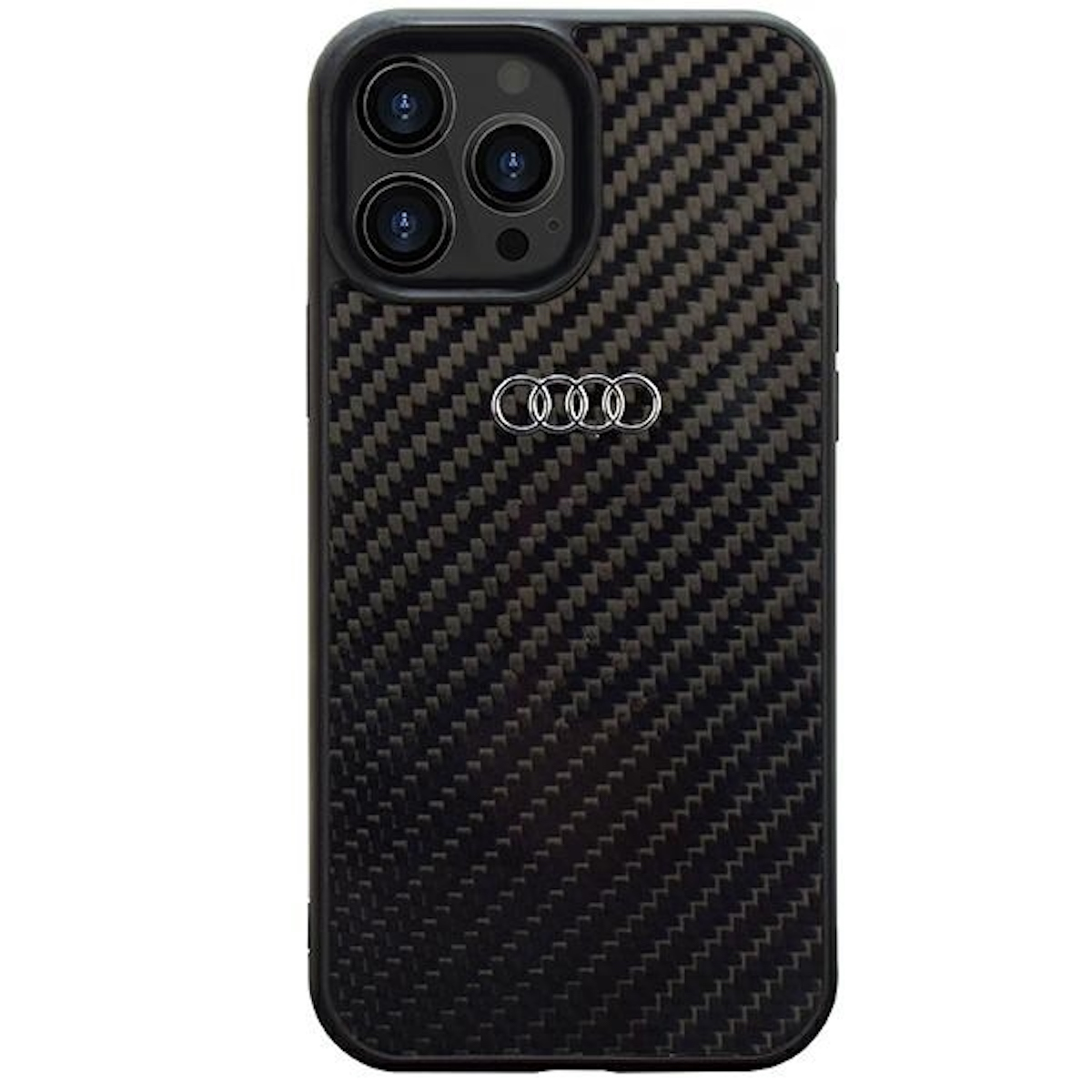 AUDI Carbon Faser Tasche Hülle, iPhone Pro, Backcover, 14 Schwarz Apple