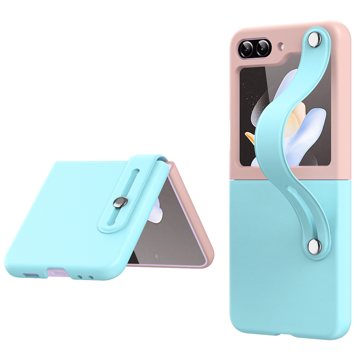 Flip5, Galaxy Samsung, Handy WIGENTO Case / Rosa Z Blau zweifarbig, Kunststoff Backcover, Robustes