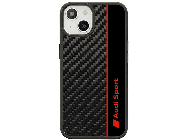 AUDI Carbon Faserstreifen Tasche Hülle, Backcover, Apple, iPhone 14, Schwarz | Backcover