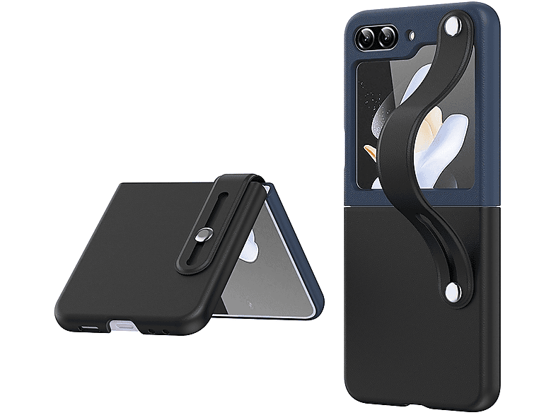 Backcover, / Kunststoff Robustes zweifarbig, Blau Samsung, WIGENTO Galaxy Z Schwarz Case Flip5, Handy