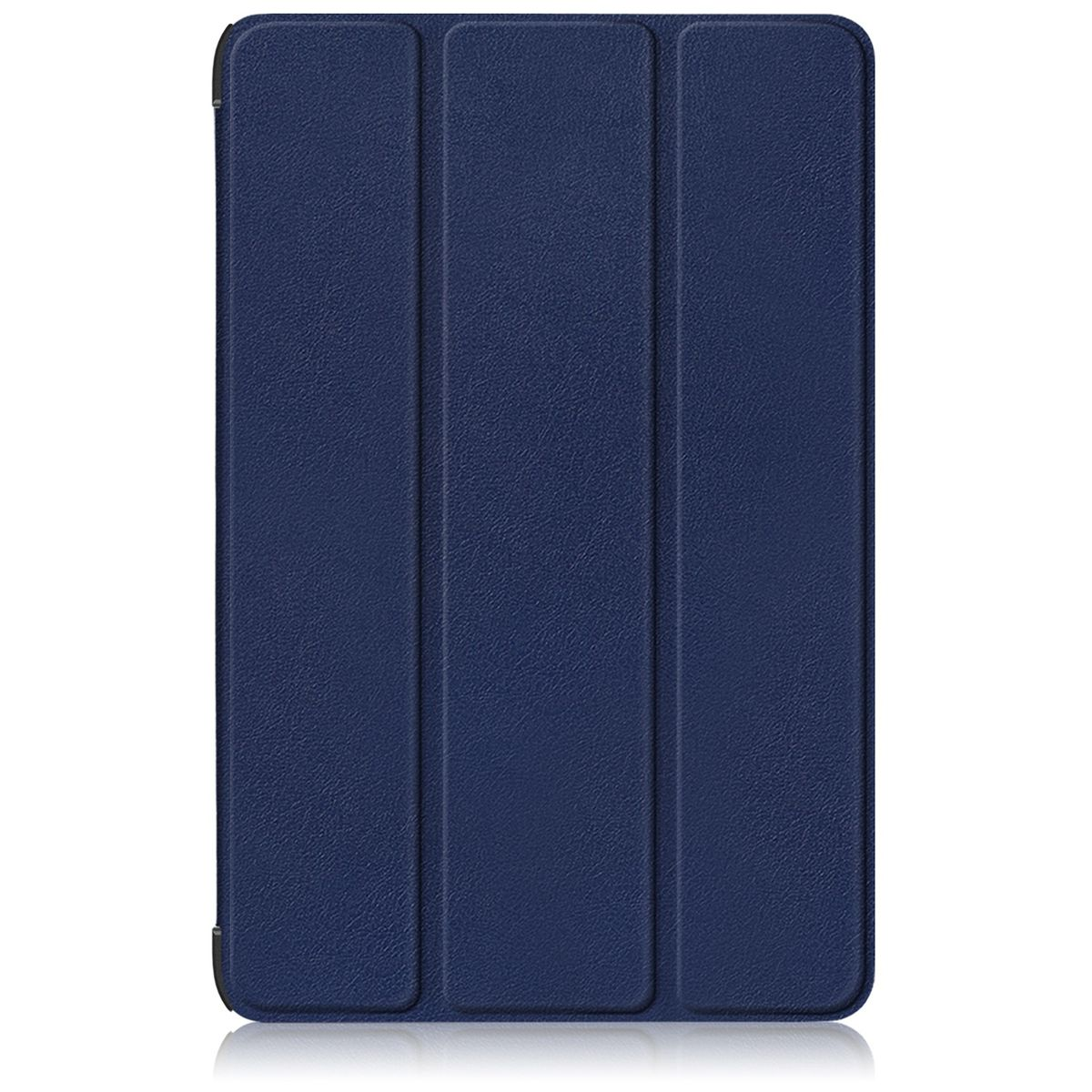 Eine blaue Tablet-Hülle, geschlossen. Es hat drei Falten.