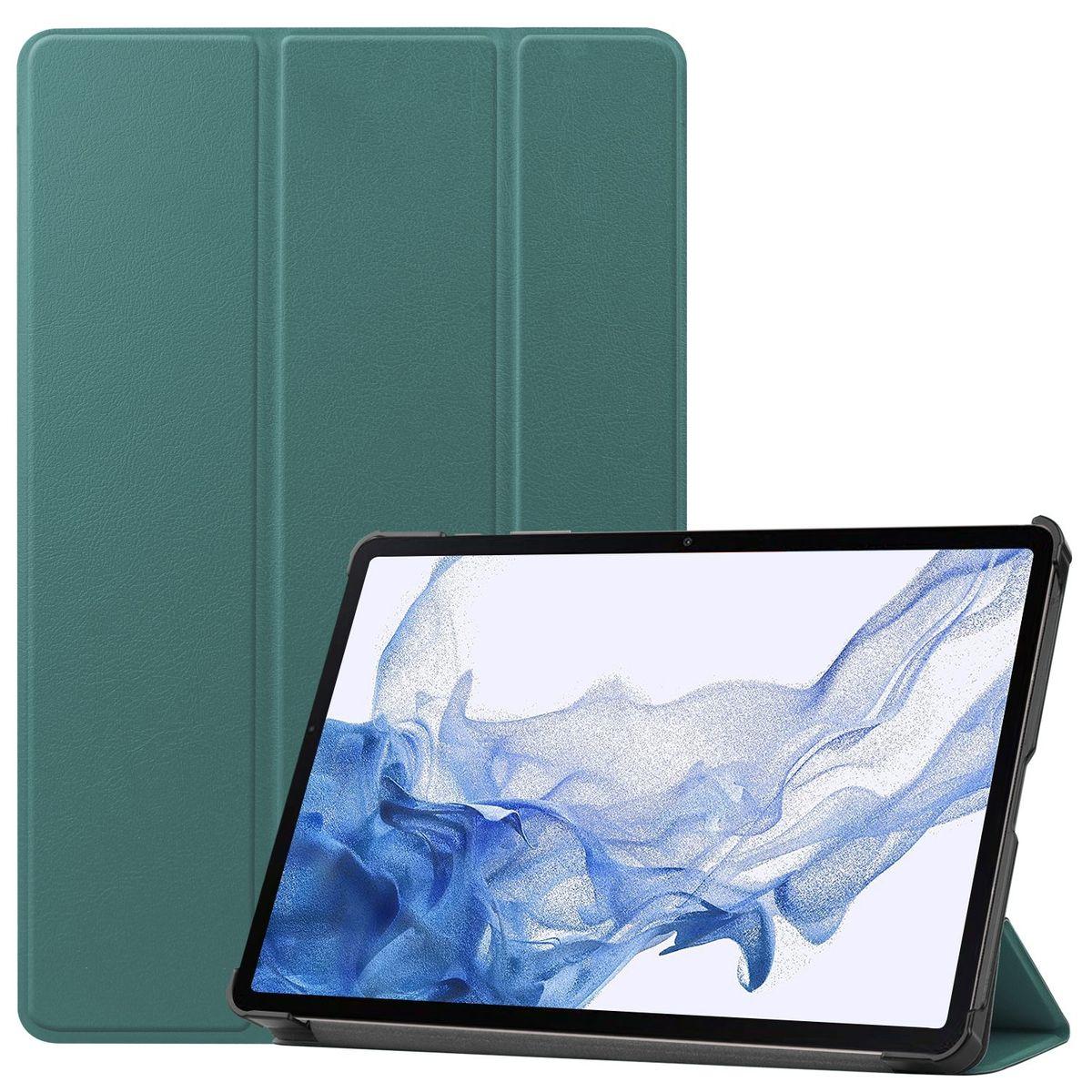 WIGENTO 3folt / für Wake aufstellbar Sleep Samsung Smart Kunstleder, Silikon / Cover Dunkelgrün Kunststoff Cover UP Tablethülle Full 