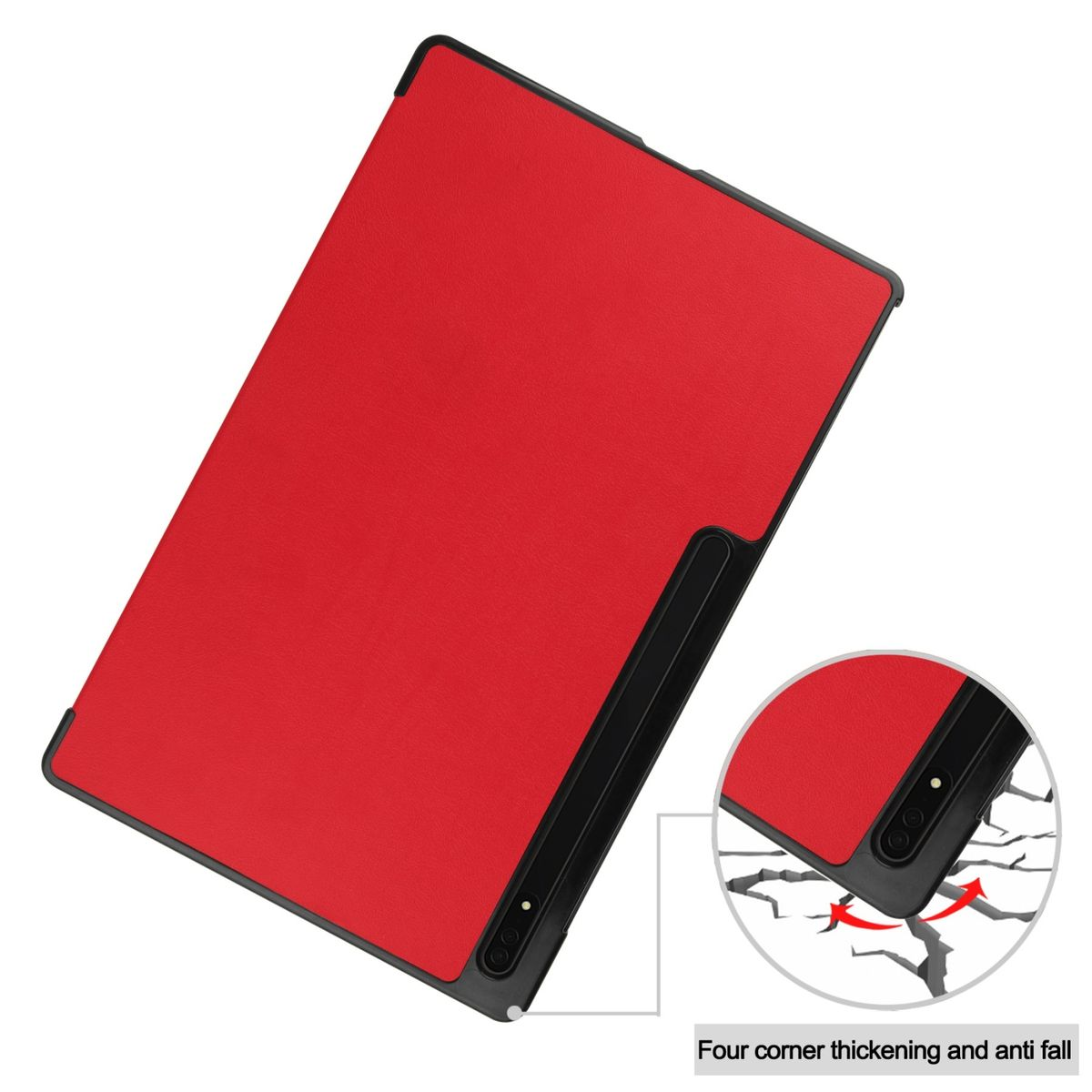 Full Kunststoff Cover Kunstleder, Tablethülle Silikon / aufstellbar 3folt für / & WIGENTO Samsung Rot Sleep Wake Smart Cover UP