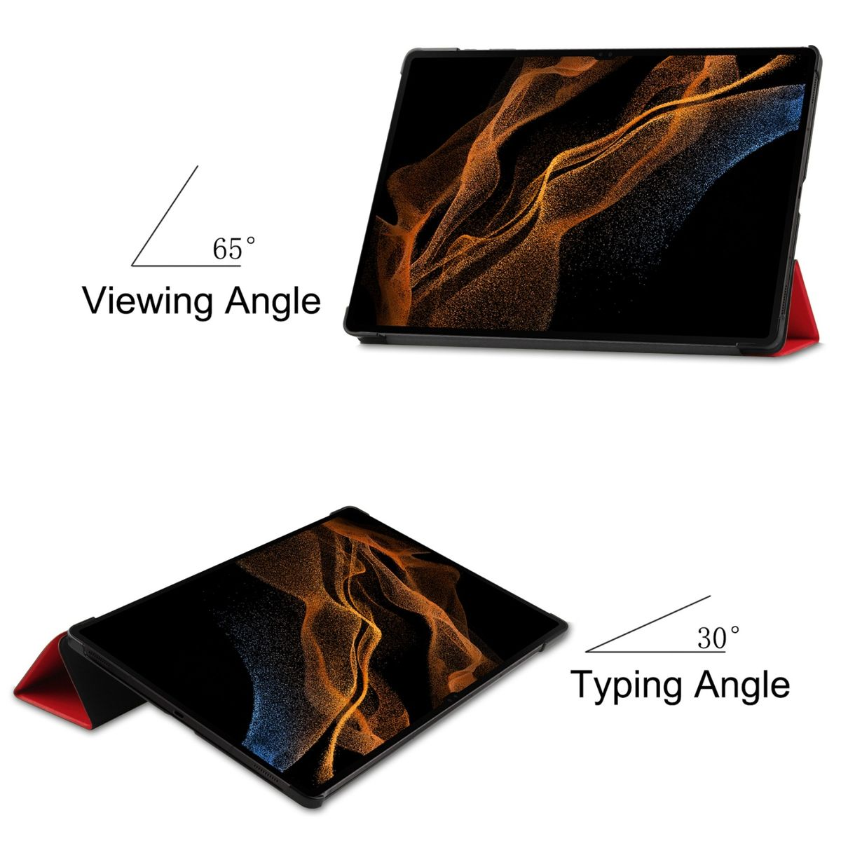 Full Kunststoff Cover Kunstleder, Tablethülle Silikon / aufstellbar 3folt für / & WIGENTO Samsung Rot Sleep Wake Smart Cover UP