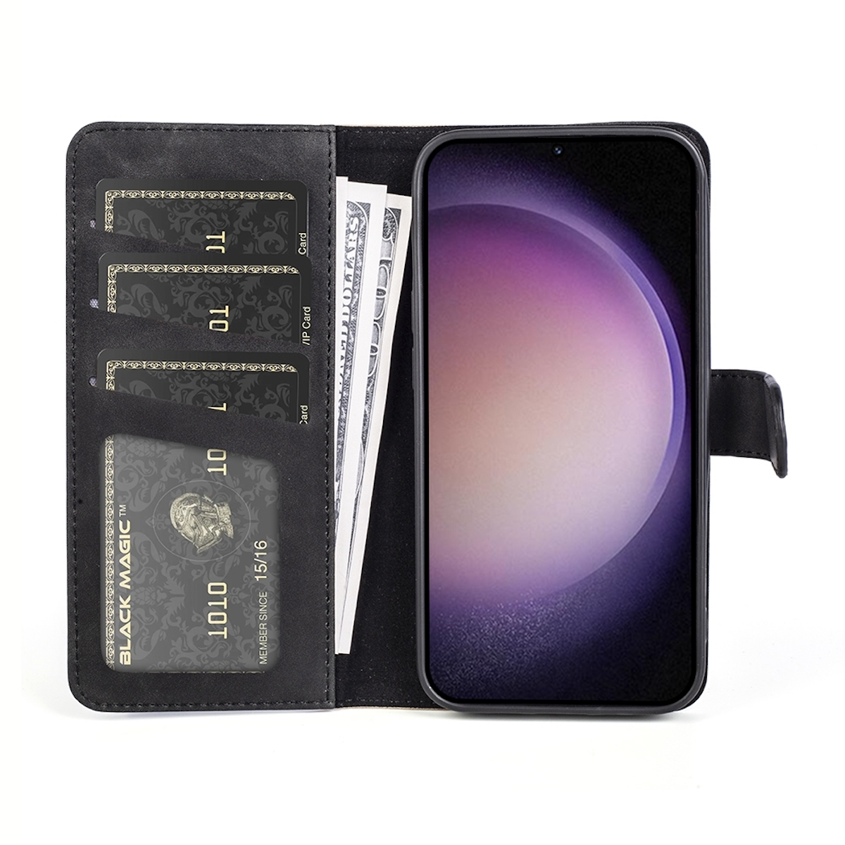 S23 FE Case Book Galaxy Etuis Fach, Bookcover, Samsung, Schwarz Kreditkarten WIGENTO 5G,