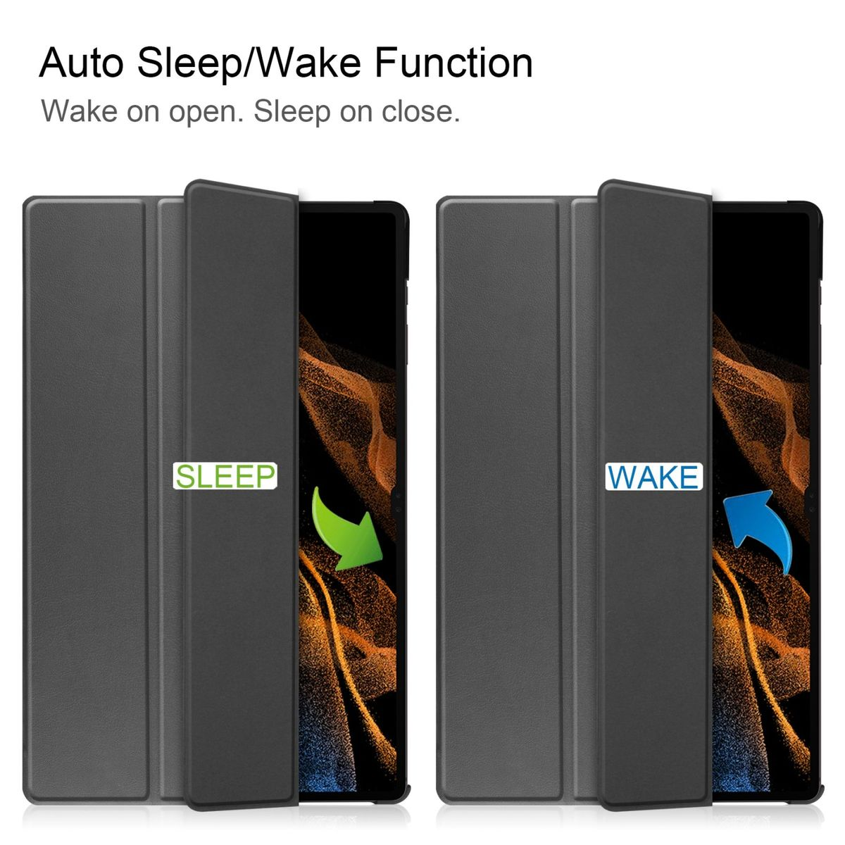 Cover Grau Wake & / Kunststoff Smart Samsung UP Cover Kunstleder, 3folt Full aufstellbar Silikon Sleep Tablethülle WIGENTO für /
