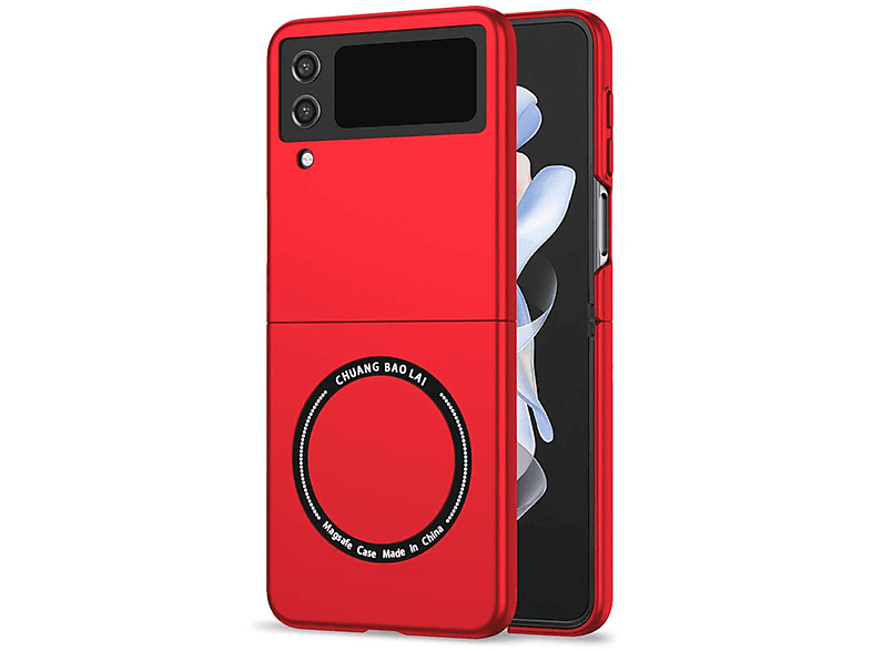 WIGENTO Rot Flip4 Design Hülle, Magnet PC 5G, Z Galaxy Magsafe Backcover, Samsung,