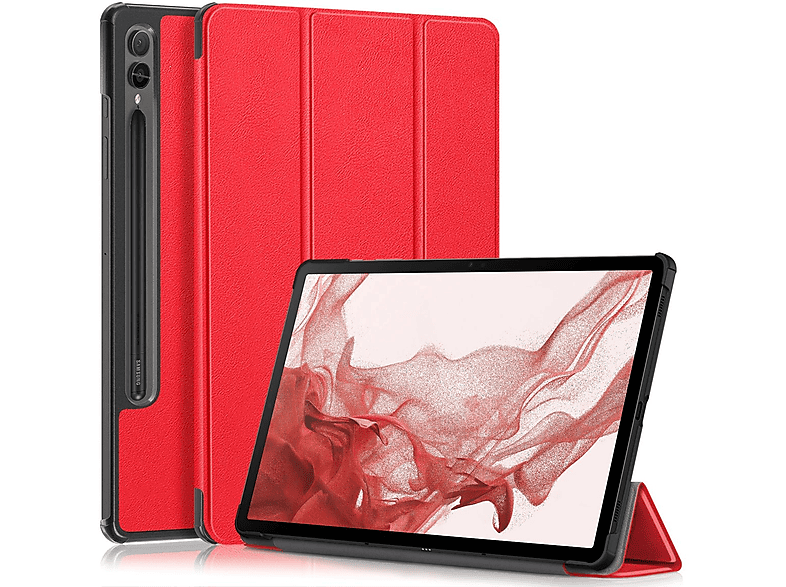 Rot aufstellbar für Smart / 3folt Tablethülle Kunstleder, / UP Cover Kunststoff & Cover Wake Samsung Full Silikon WIGENTO Sleep