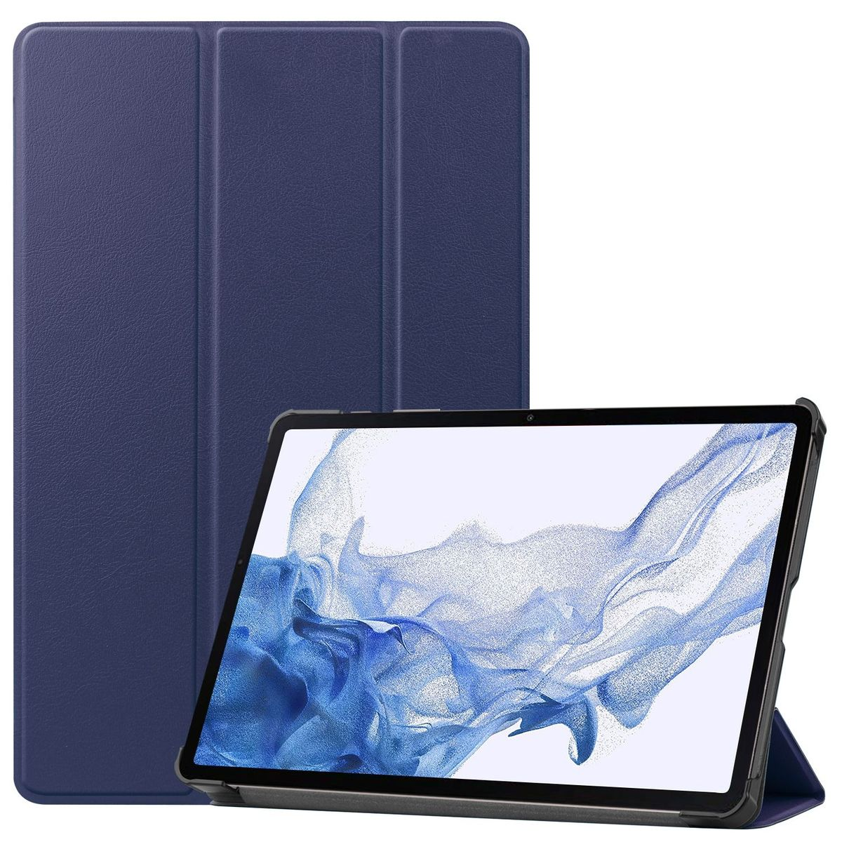 WIGENTO 3folt Wake Kunstleder, Samsung Smart Kunststoff Cover Tablethülle Full Cover Sleep UP aufstellbar / / für Dunkelblau Silikon 