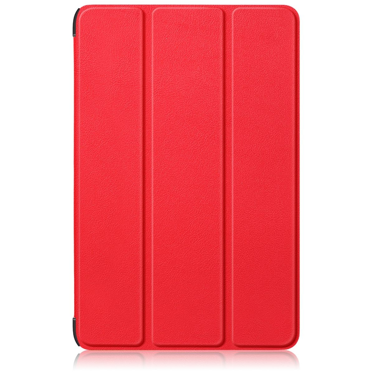 Eine rote Tablet-Hülle. Die Hülle ist gefaltet. Der Hintergrund ist eine schlichte, weiße Oberfläche.