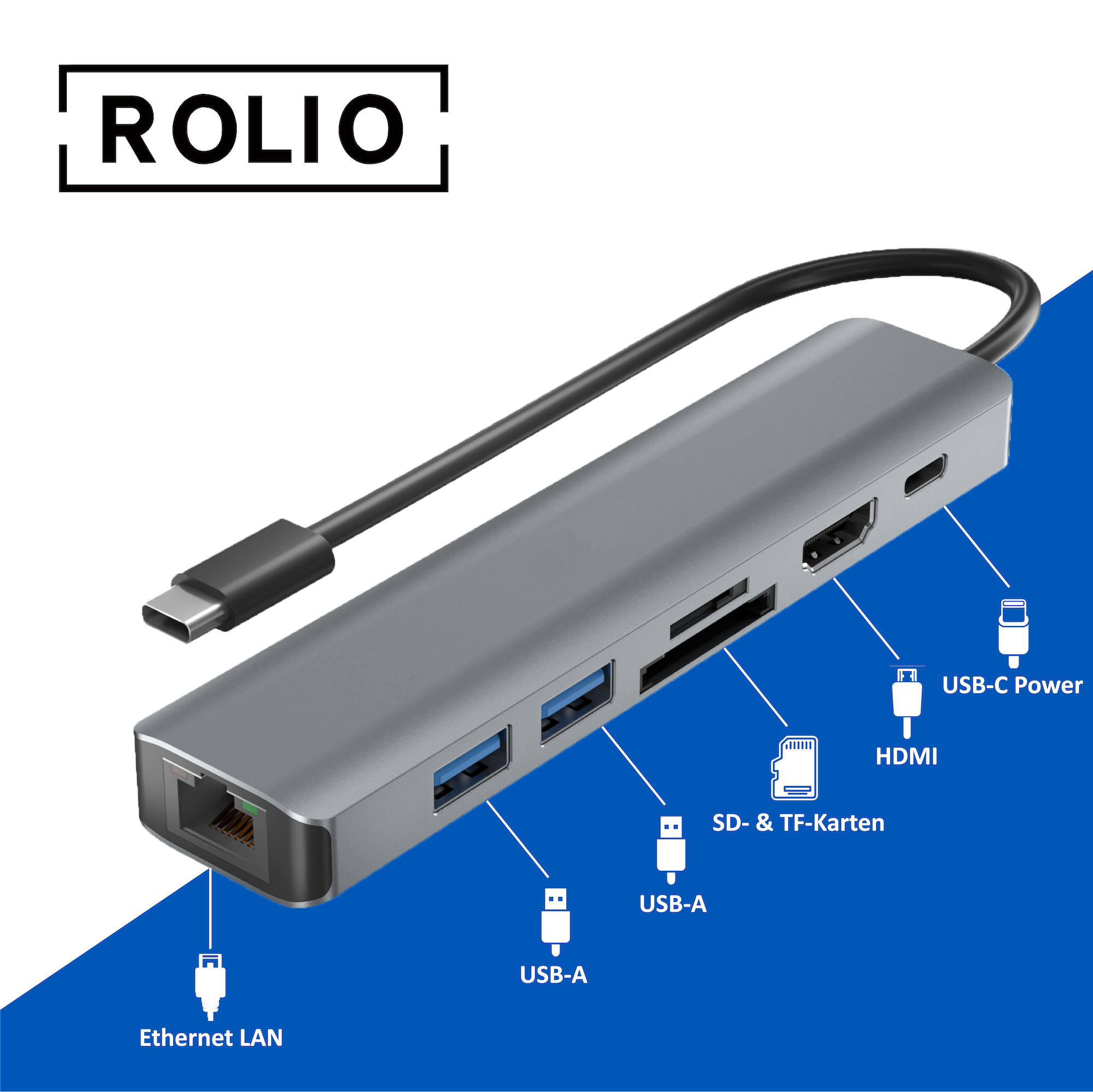 HDMI, Hub, Grau USB-C 4K@60Hz Space ROLIO