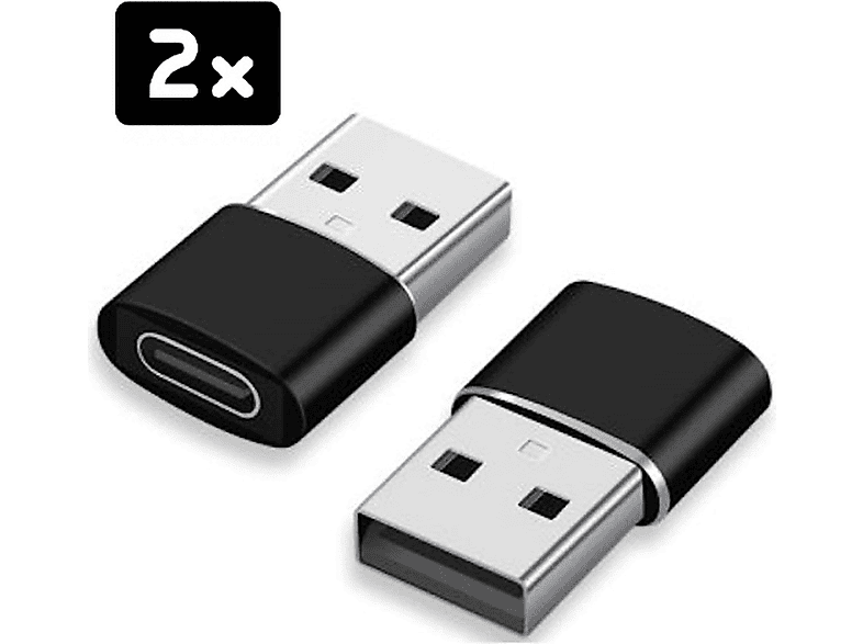 ROLIO 2x USB A zu USB C adapter Adapter, Schwarz