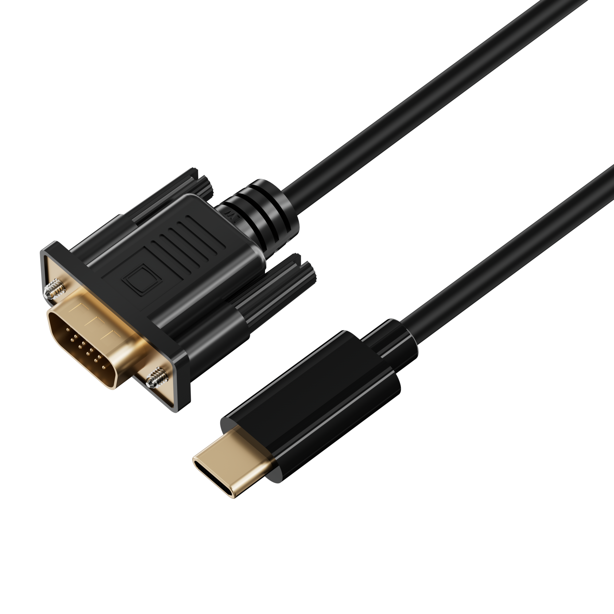 ROLIO USB-C zu VGA meter Schwarz kabel, 1 USB kabel