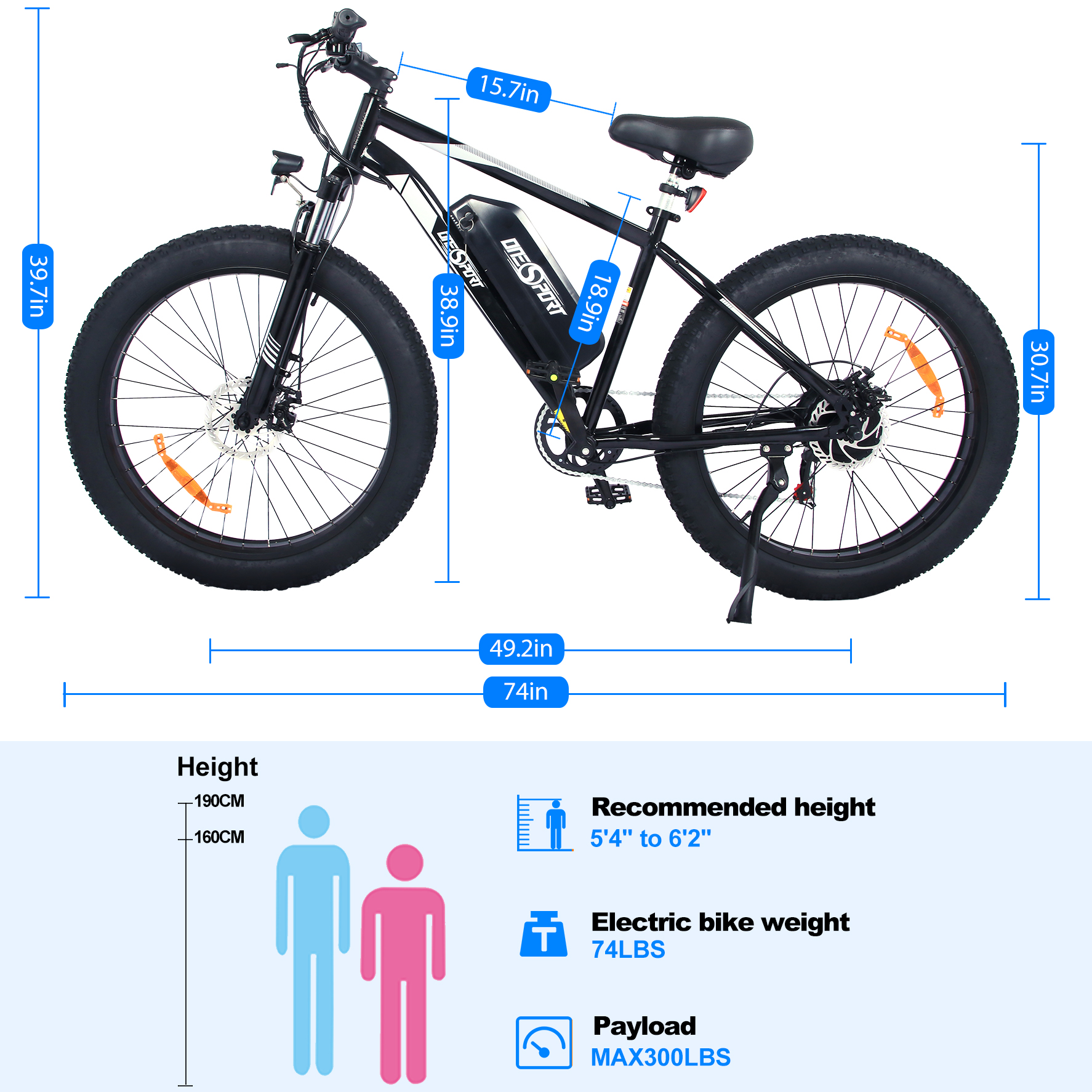 Unisex-Rad, Zoll, Terrain Schwarz) E-Bike (Laufradgröße: 26 250W ONESPORT All (ATB) Bike 26\