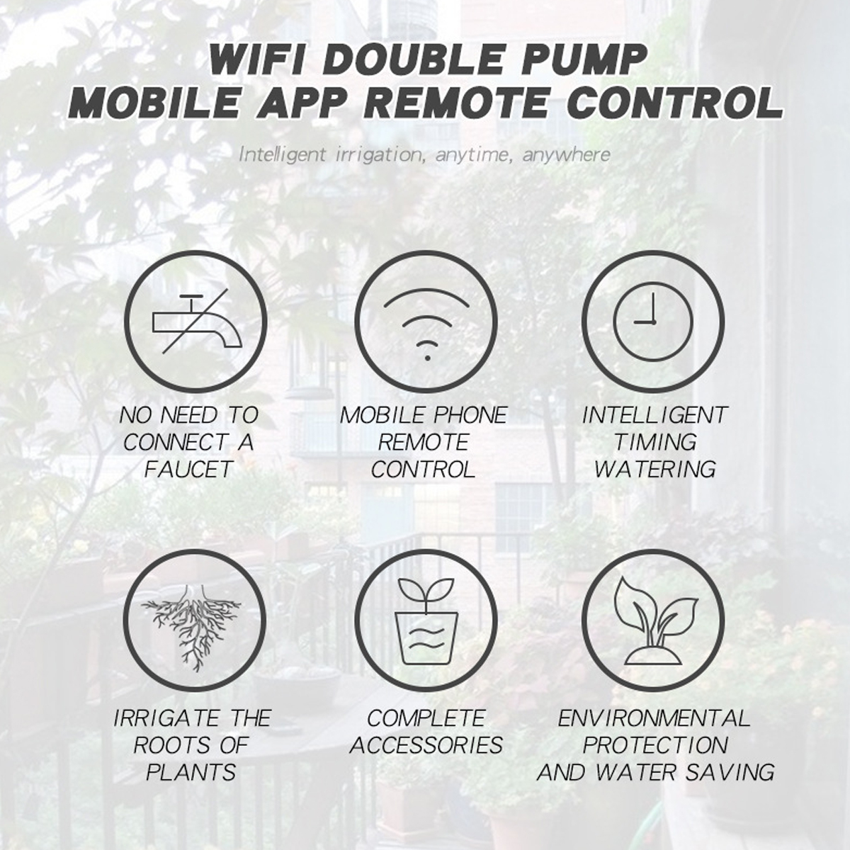 BYTELIKE Automatische Blumenbewässerungsanlage WIFI Pump Pumpe Hauswasser Bewässerungsgerät Dual Handy-Fernbedienung Smart