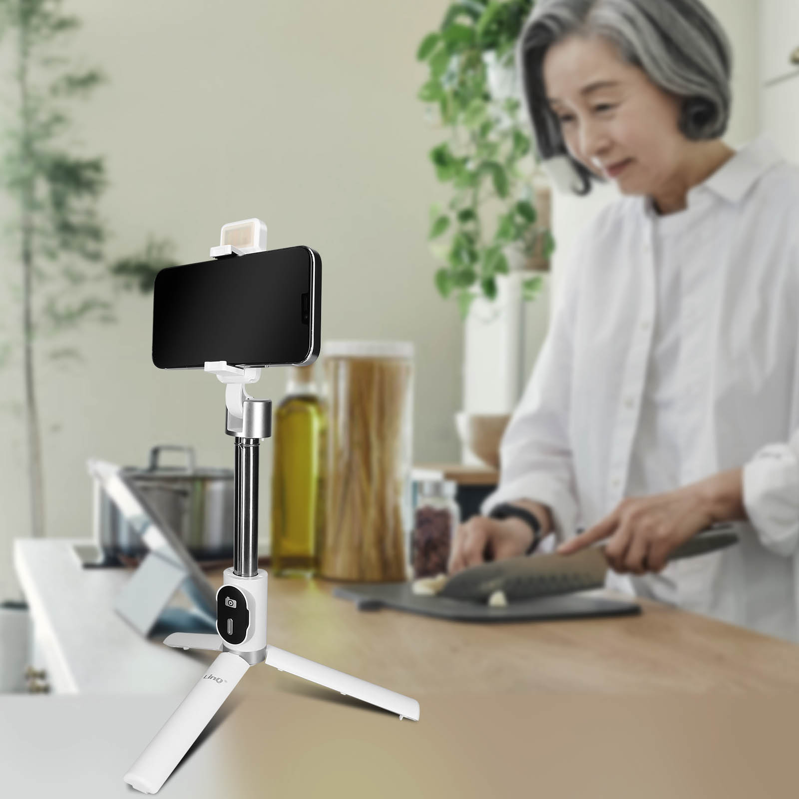 LINQ Bluetooth Verbindung, Selfie-Sticks Stativfunktion Weiß