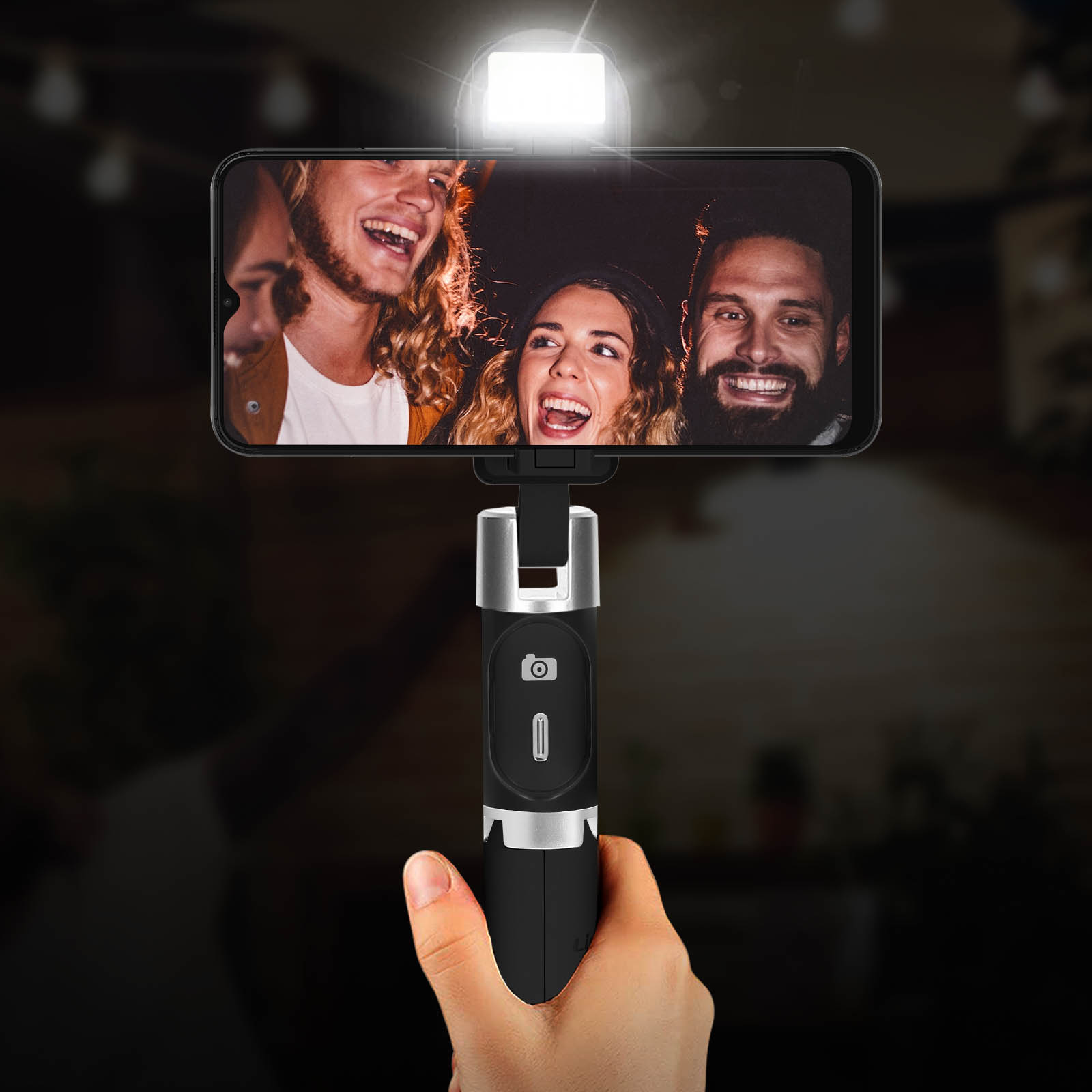 Stativfunktion Verbindung, Selfie-Sticks Bluetooth Schwarz LINQ