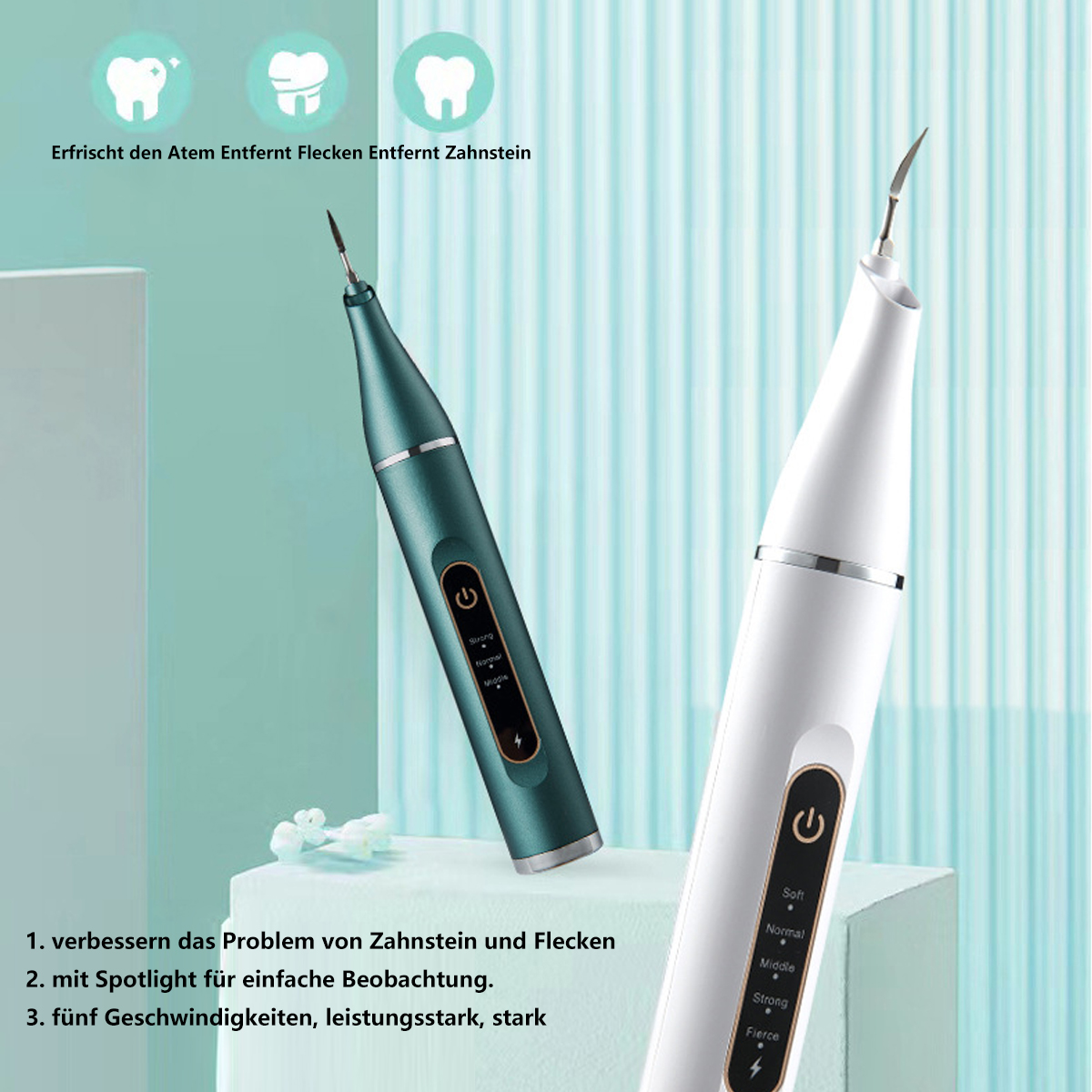 BYTELIKE Scaler grün Portable Ultraschall Oral Sie Zahnsteinentferner Munddusche Entfernen Zahnstein Care