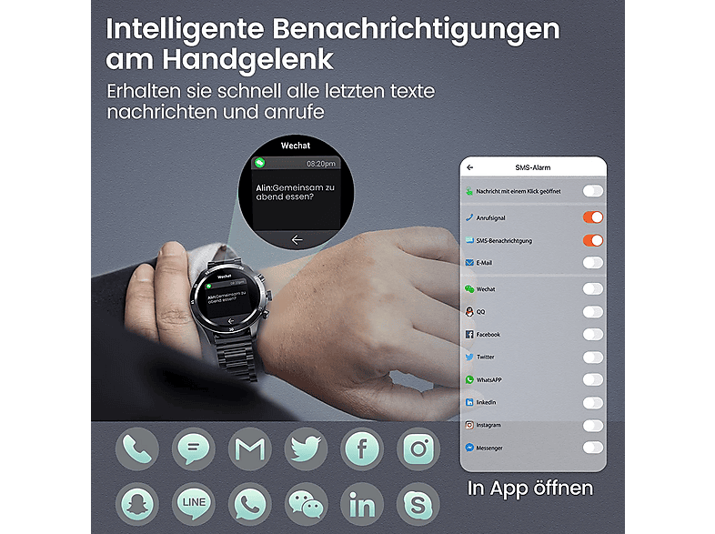 Smartwatch | MANIKE AMOLED NX1 Business, 140 - 210 mm, acero