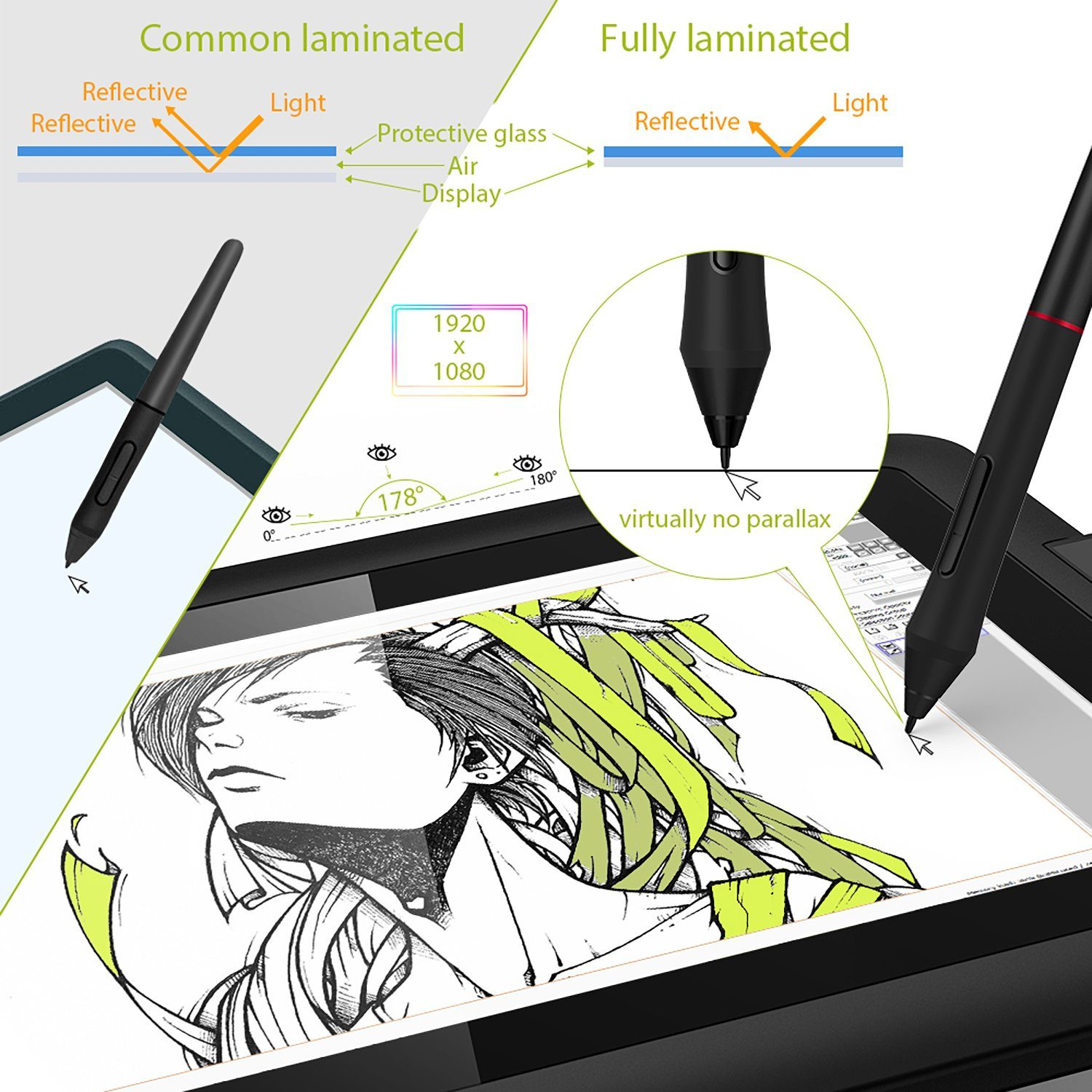 XP Schwarz 12 Pro Grafiktablett, PEN Artist