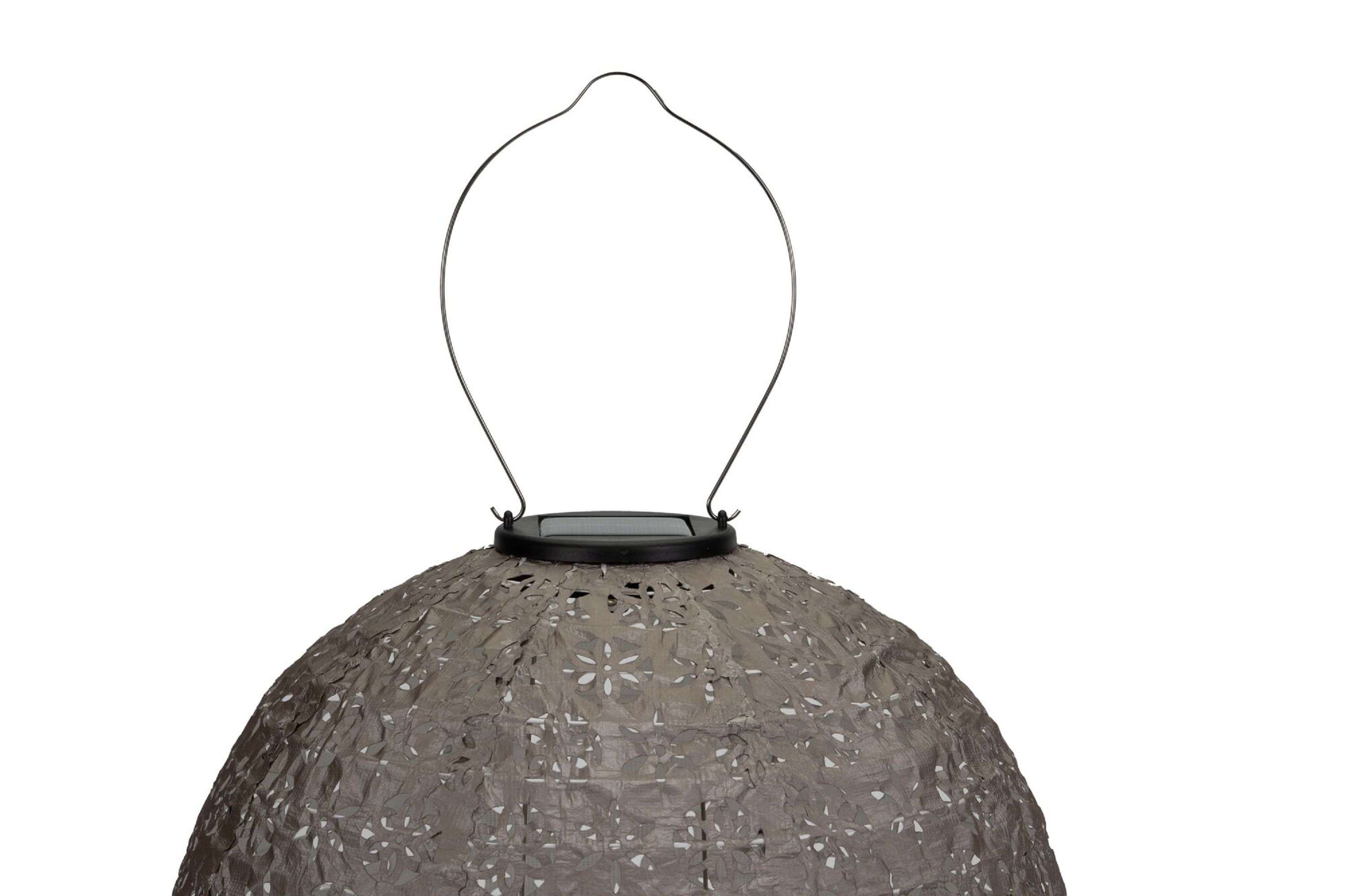 Latarnia solarna z uchwytem. Beżowy kolor ze szczegółowymi wycięciami.